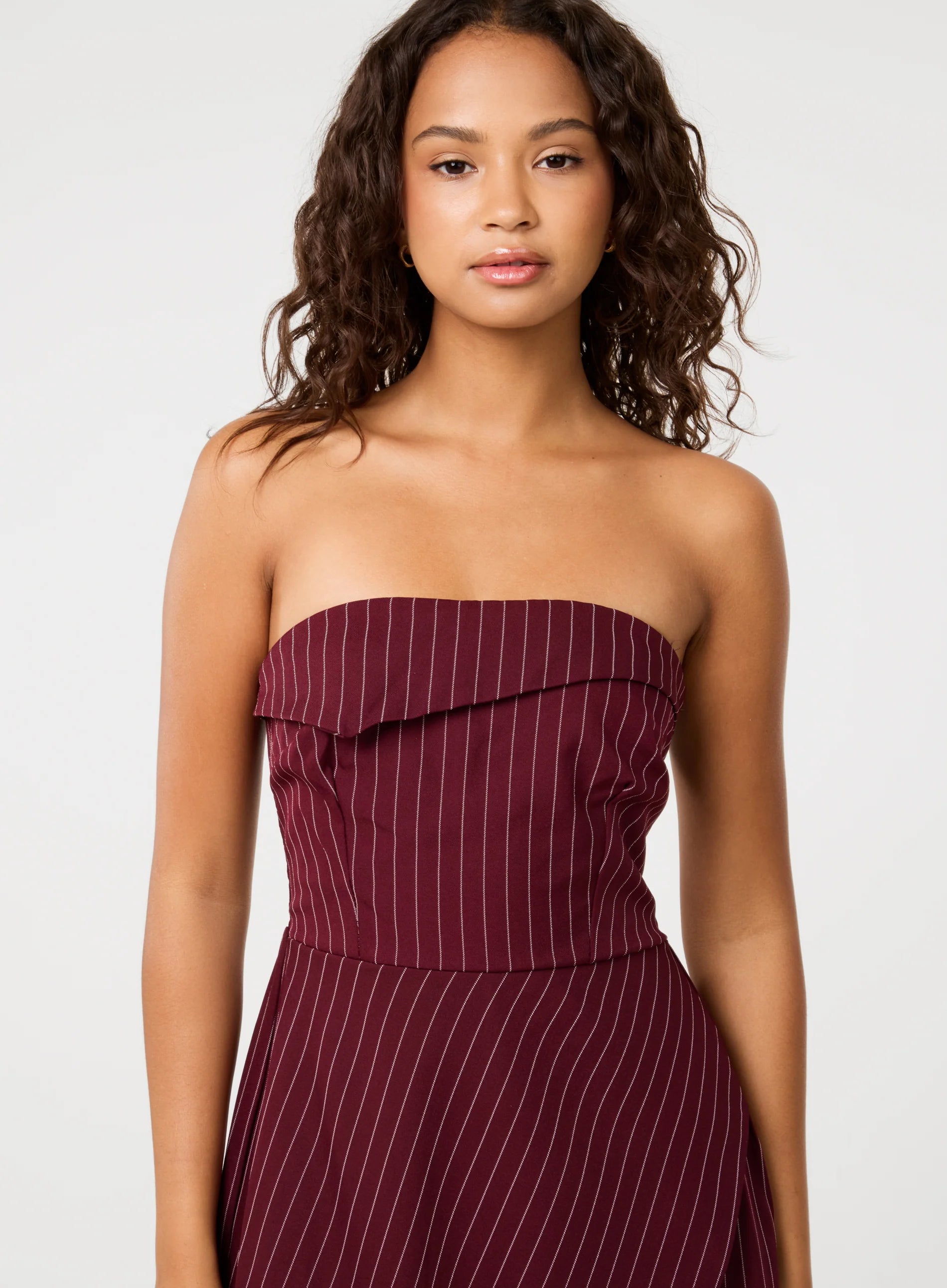 Pinstripe Bandeau Skort Dress