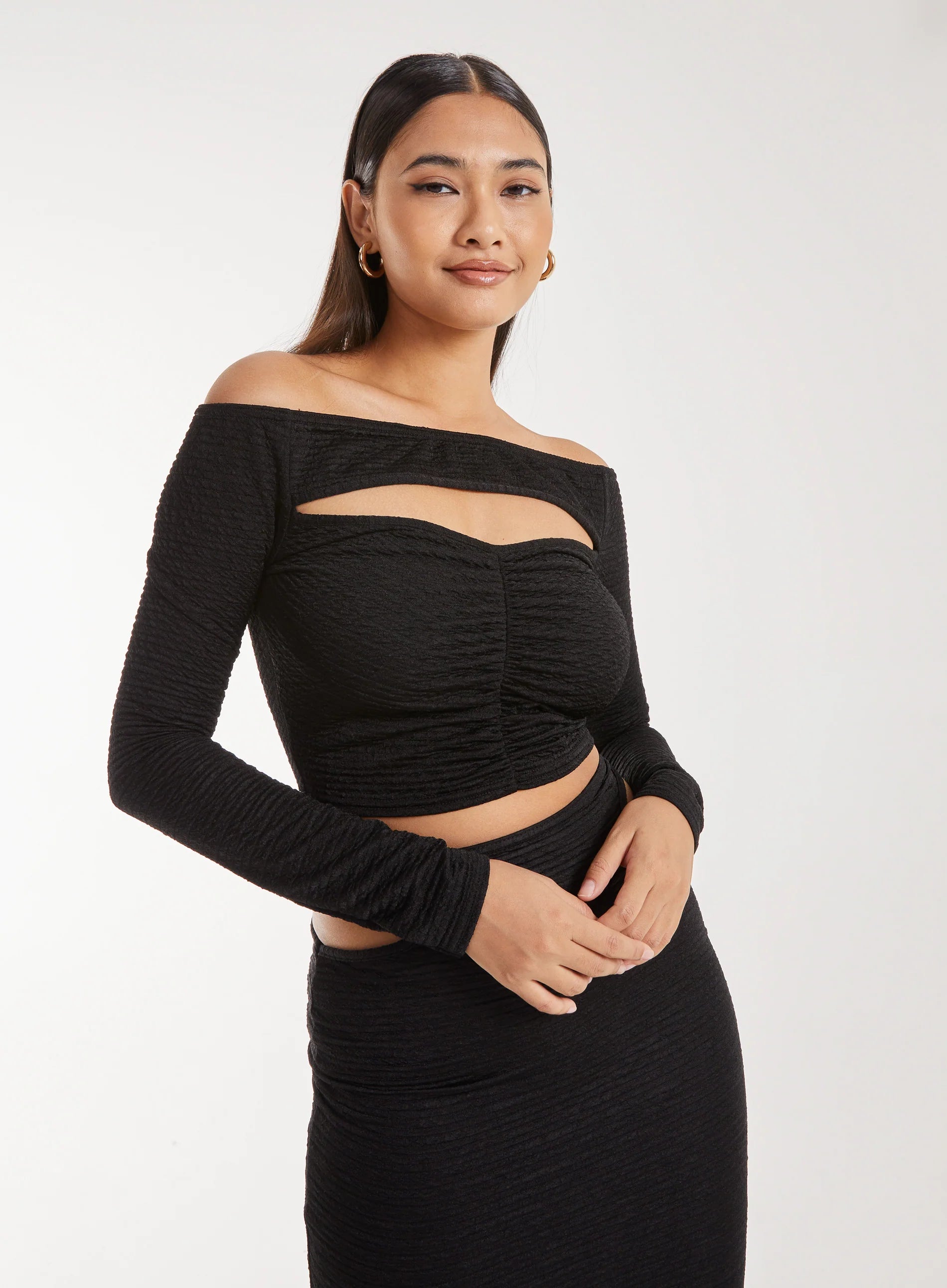 Ripple Letterbox Long Sleeve Top