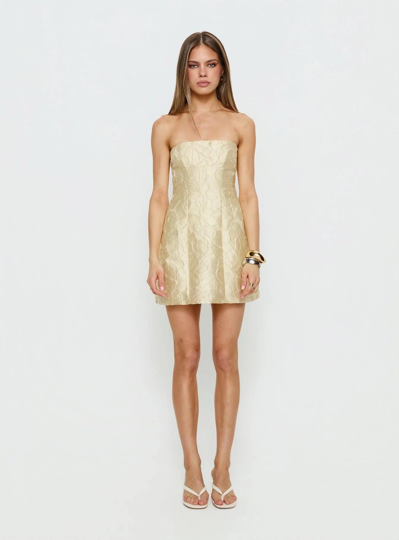 Cross Your Heart Strapless Mini Dress Lemon