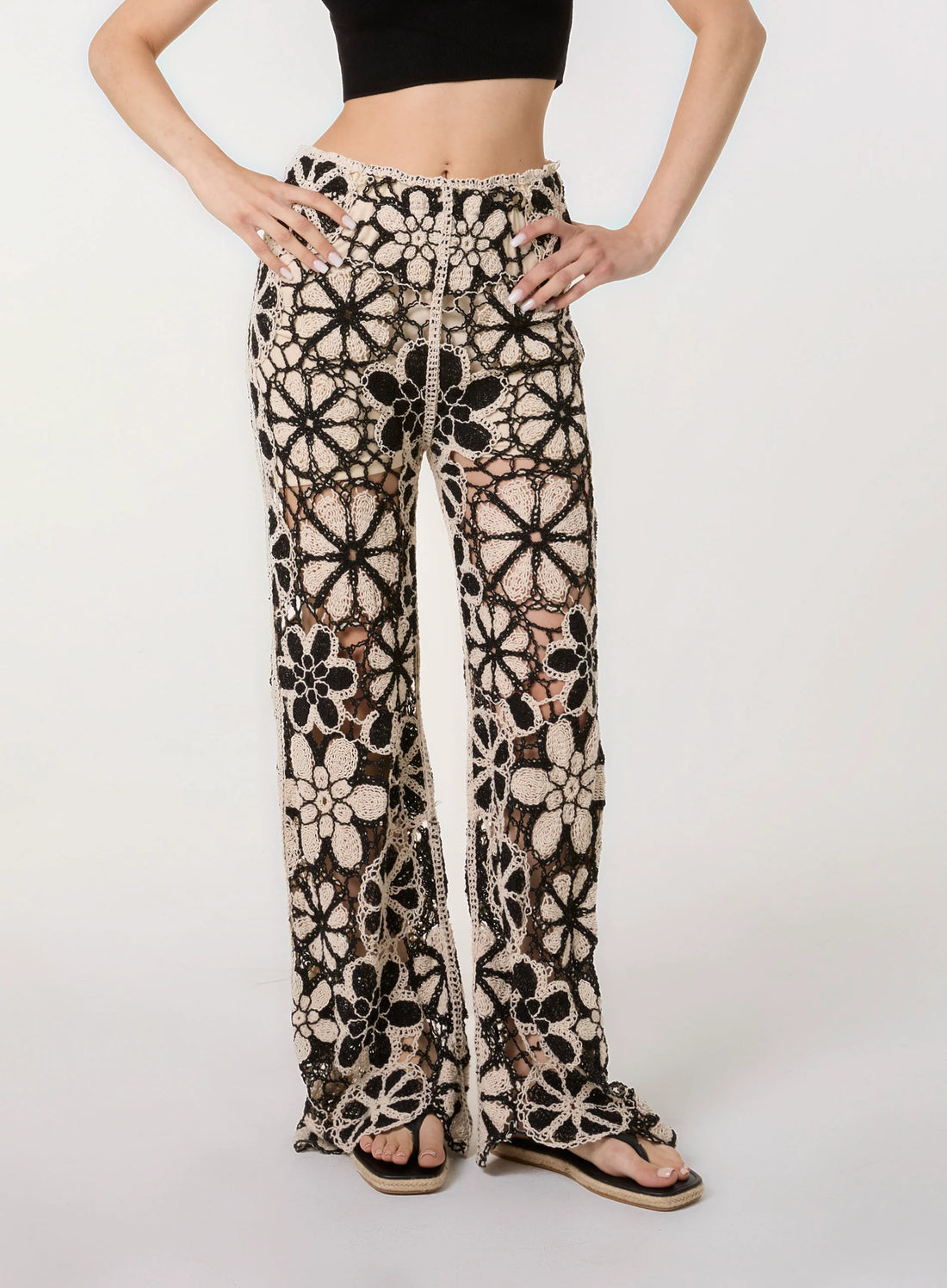 Crochet Pants With Flower Pattern