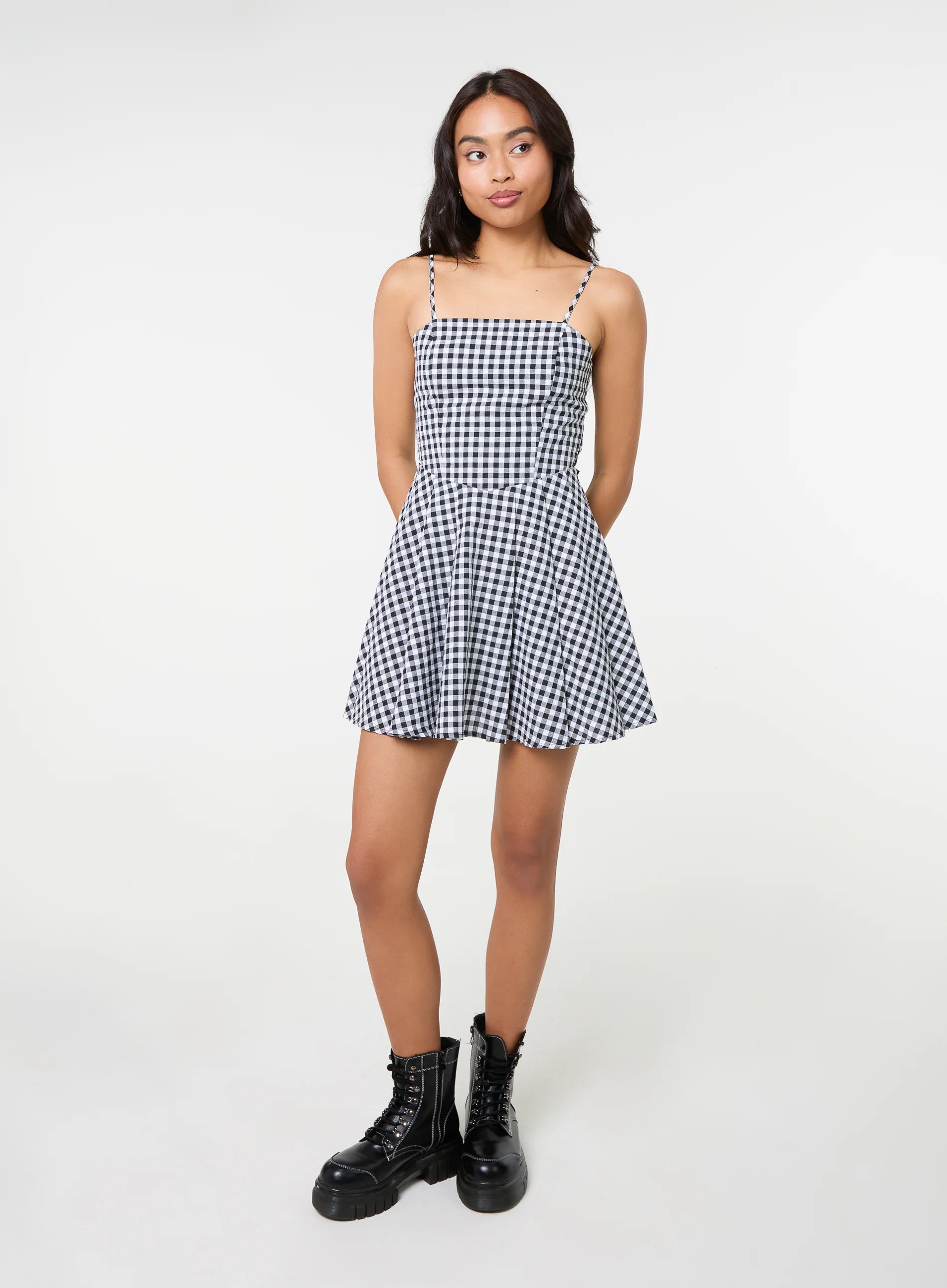 Bow Back Gingham Mini Dress