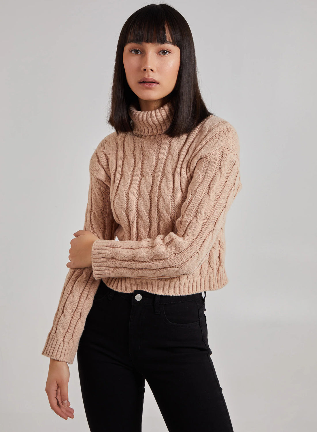 Cropped Cable Knit Jumper