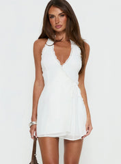Taija Wrap Mini Dress White