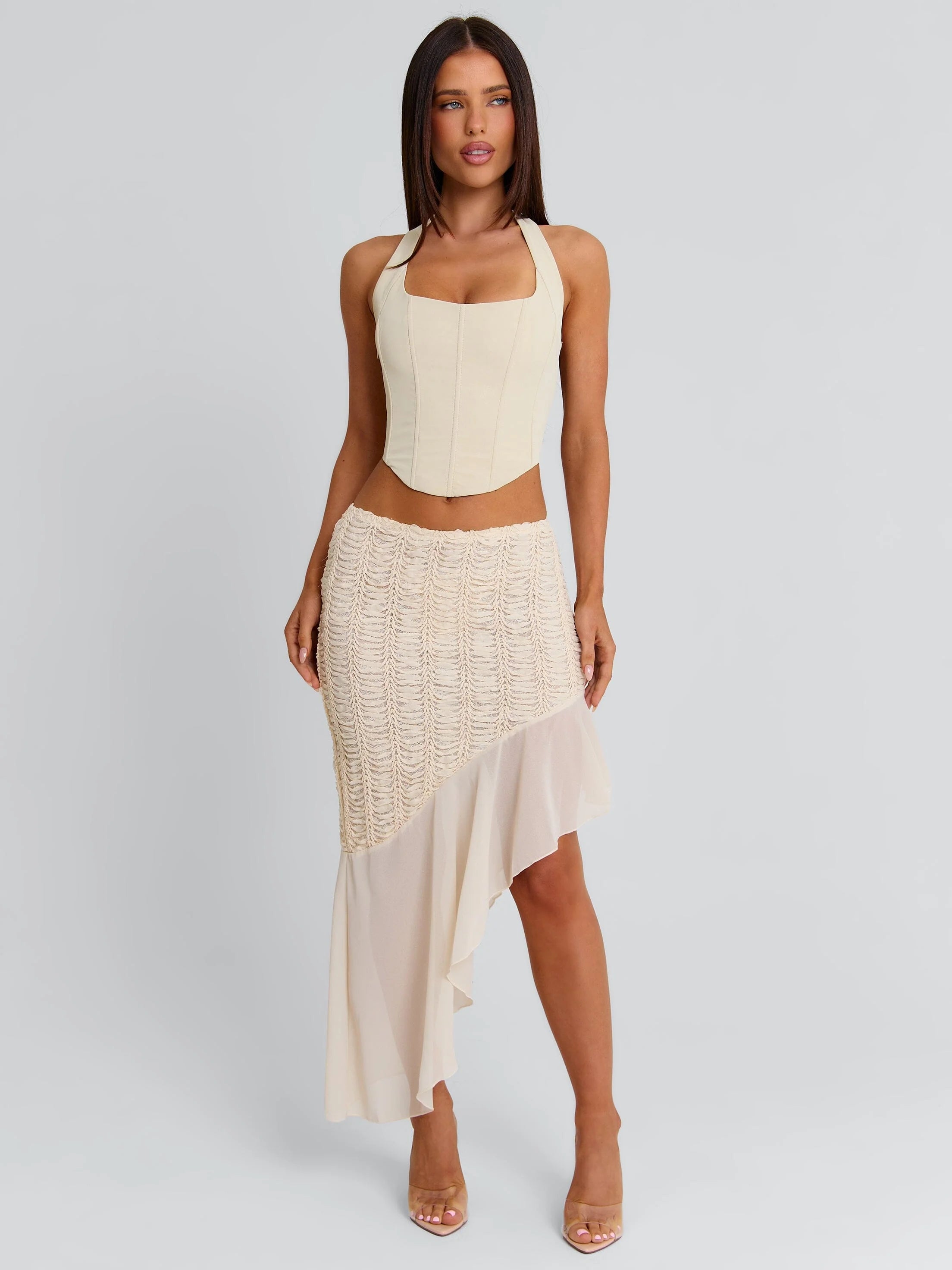VICTOREA MIDI SKIRT CREAM