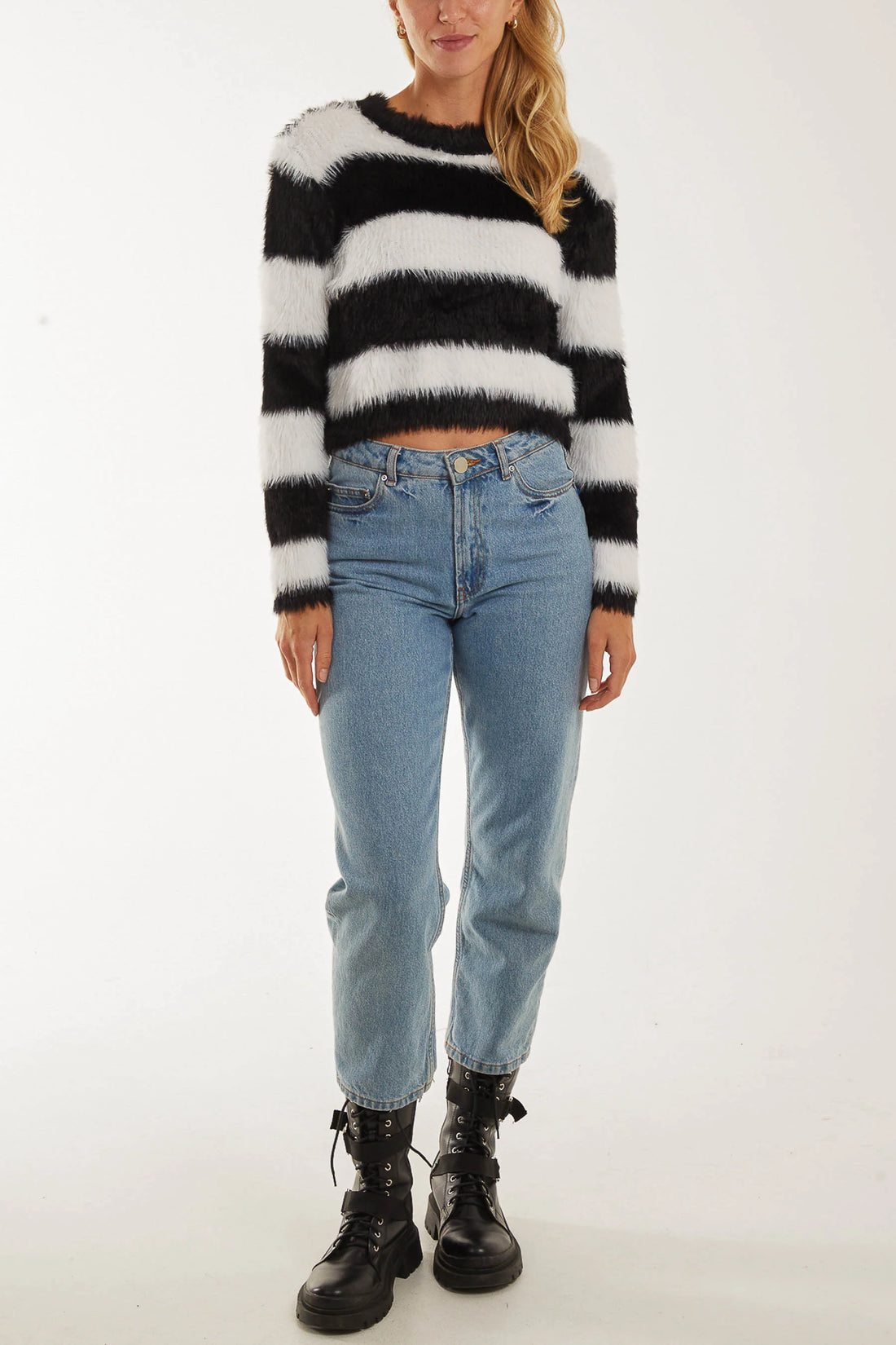 Striped Fluffy Knit Jumper