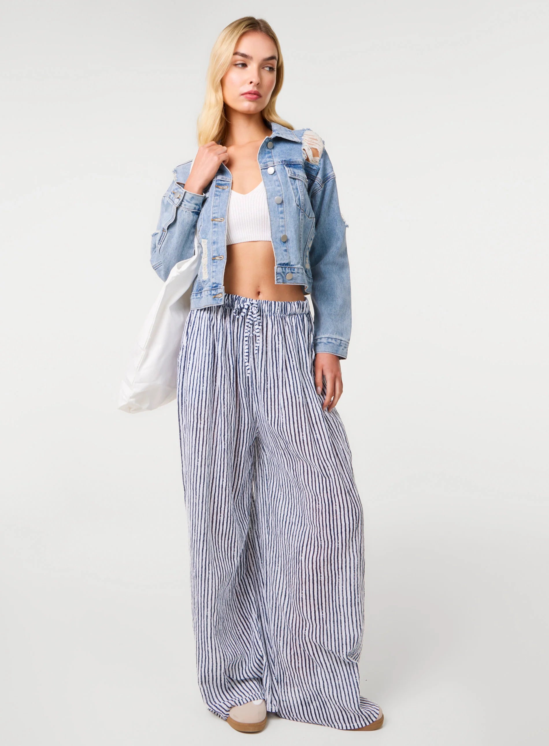 Distressed Cropped Denim Jacket