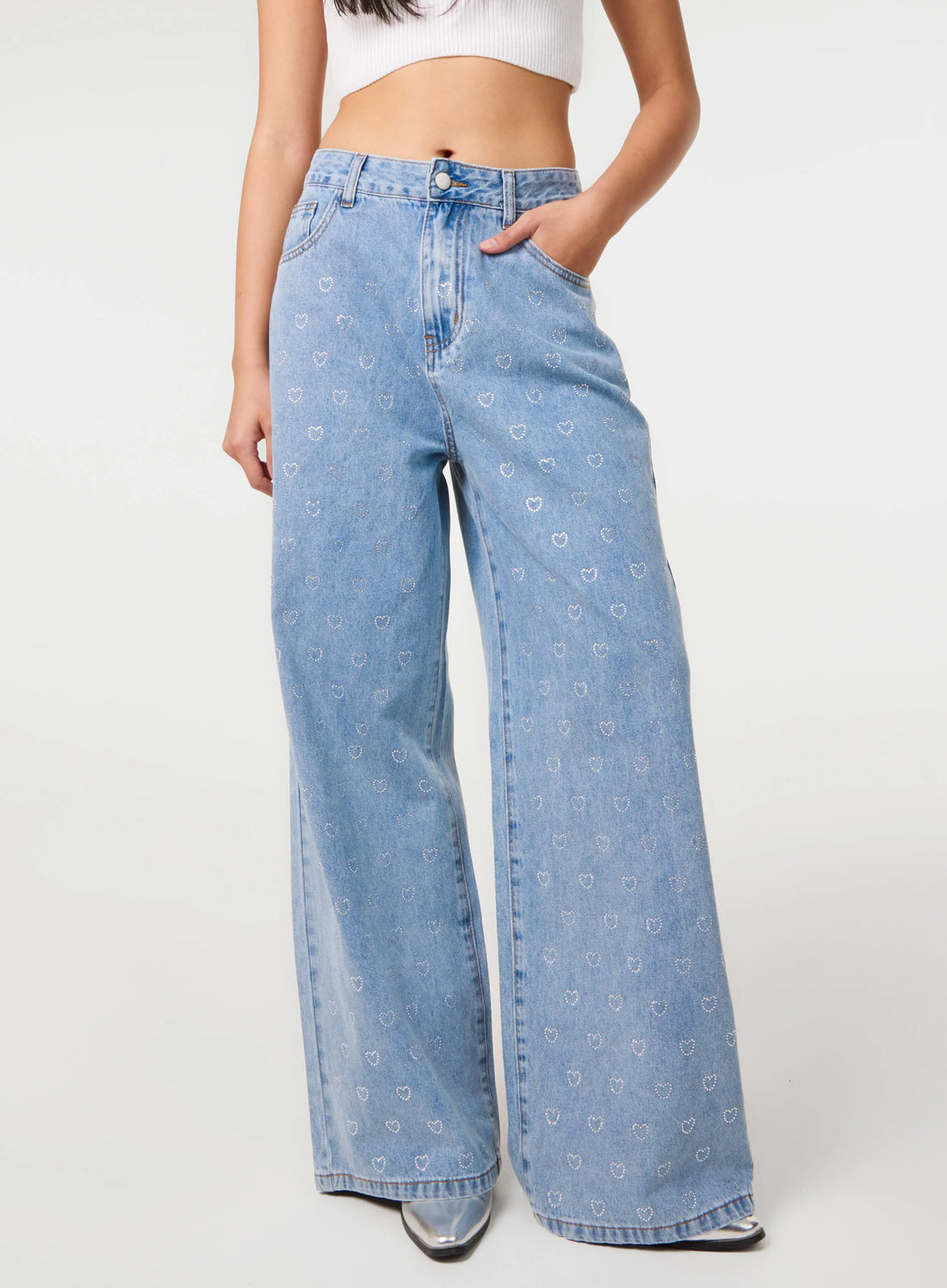 Heart Embellished Jeans