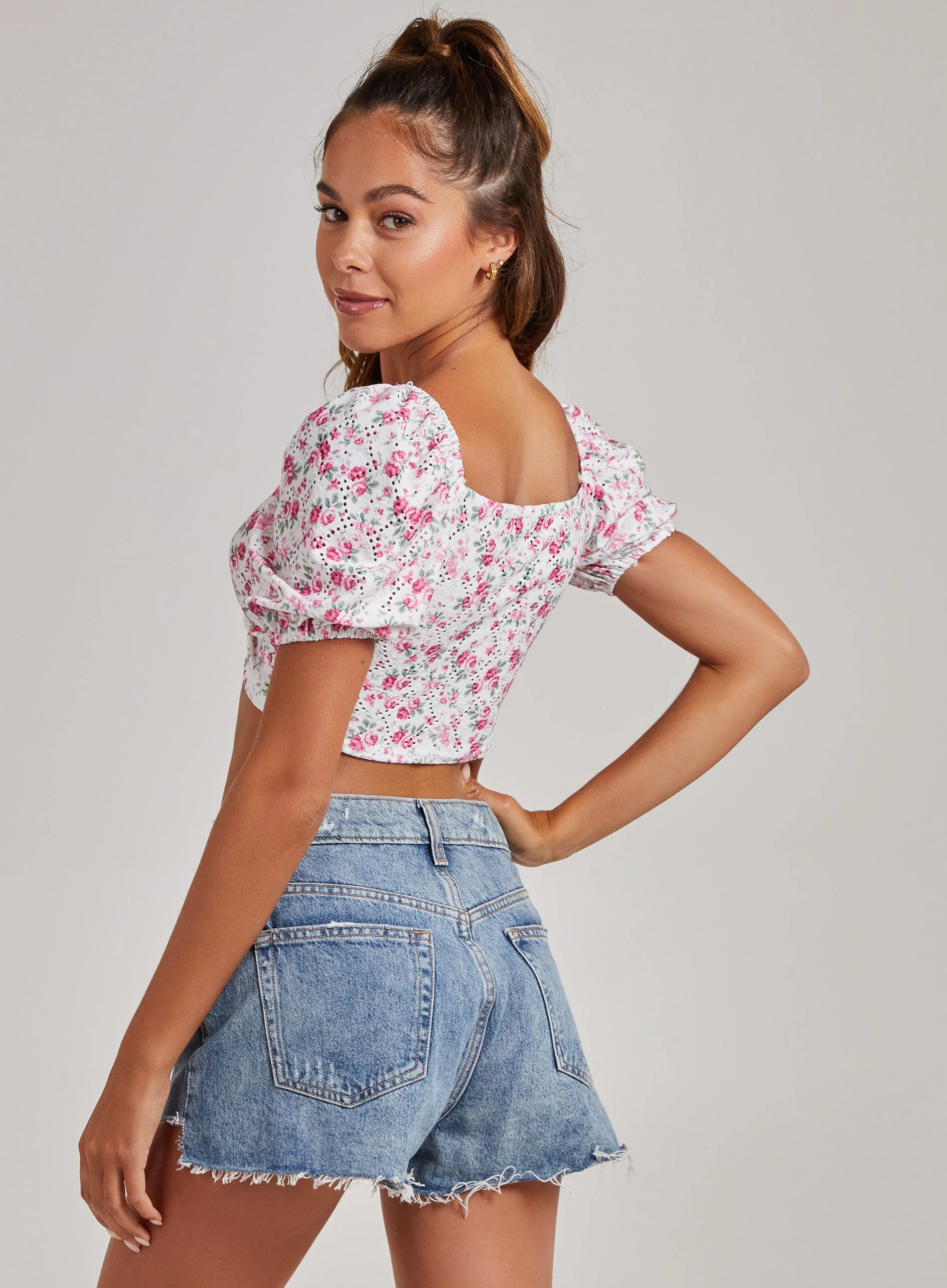 Floral Broderie Puff Sleeve Top