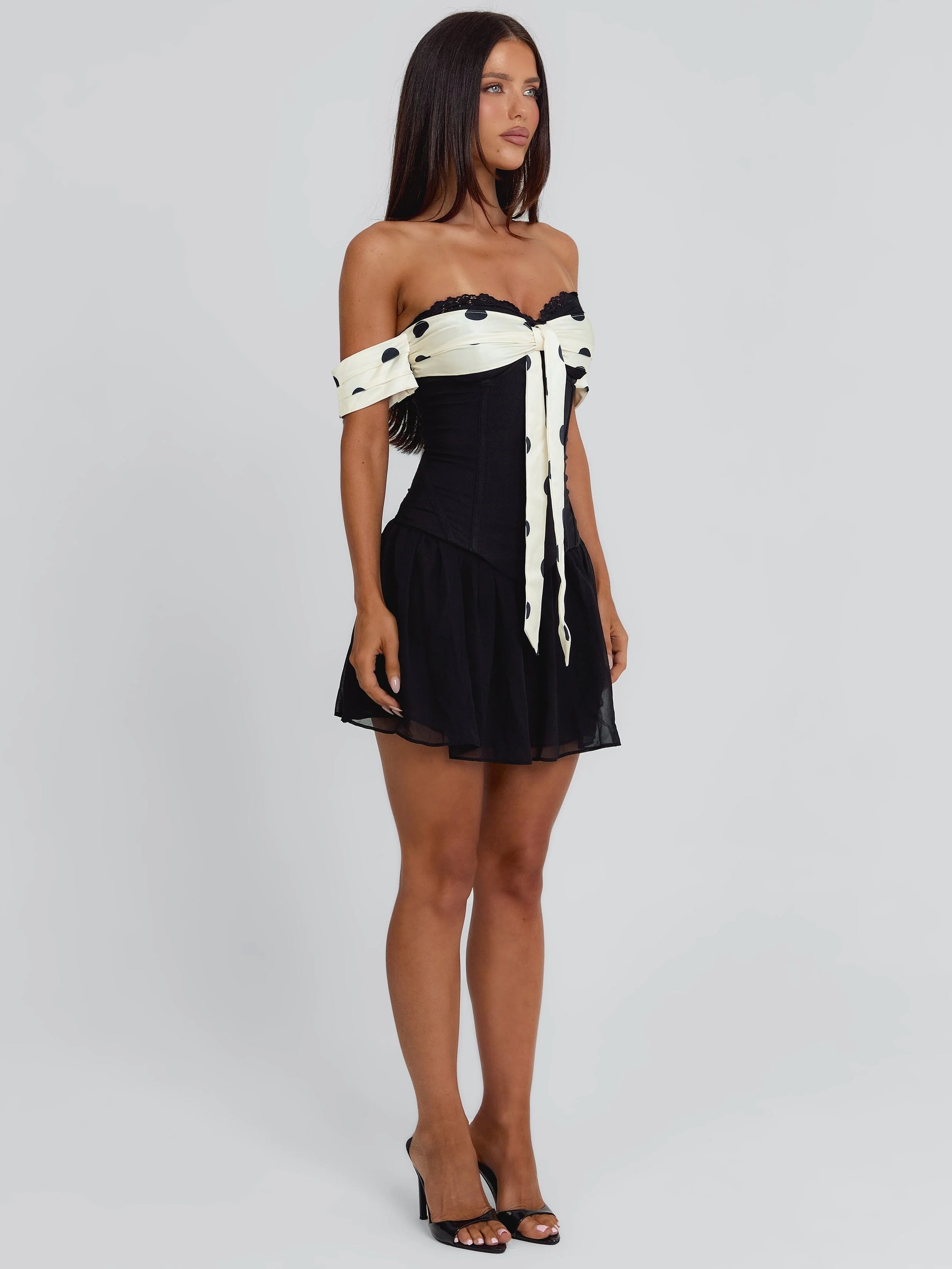 PRESLEY MINI DRESS BLACK POLKA DOT