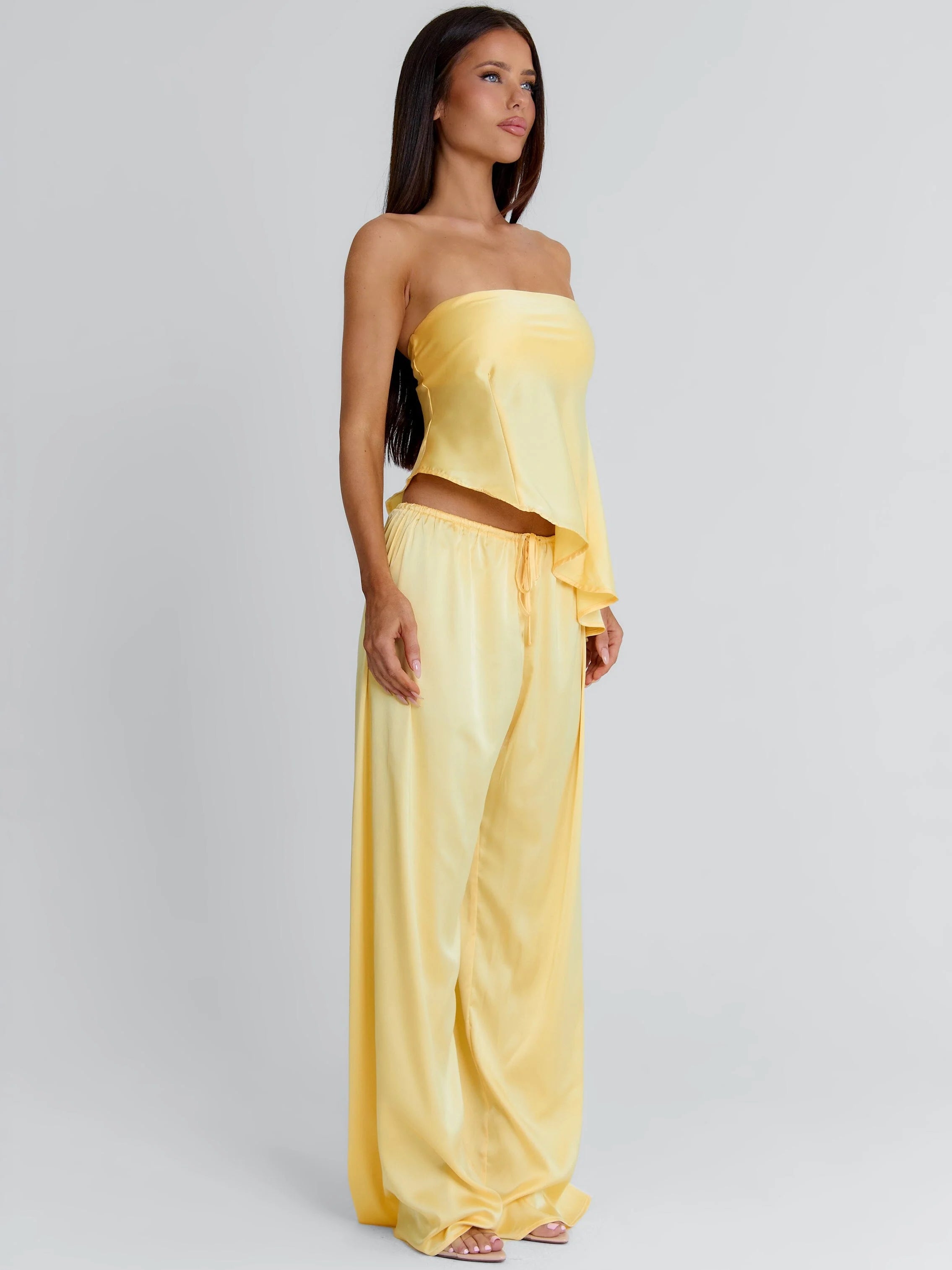 CLOVELLY SATIN PANTS YELLOW