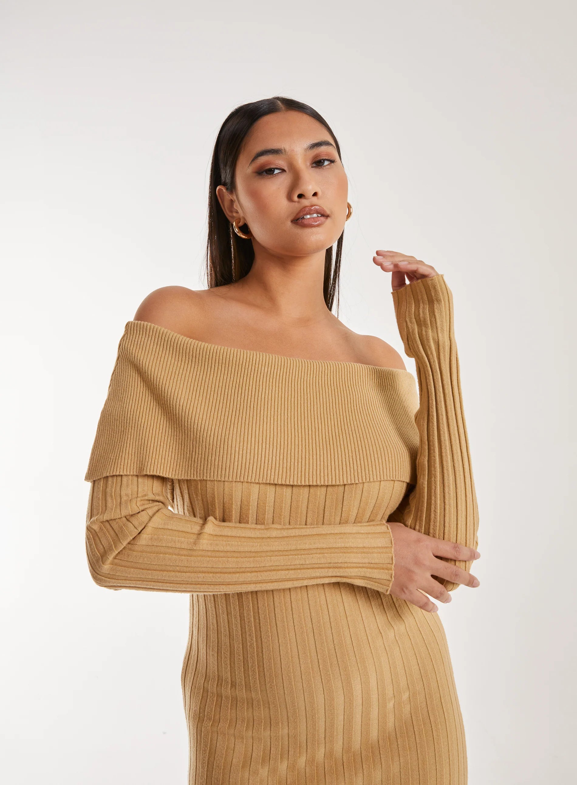 Bardot Ribbed Knit Maxi Dress