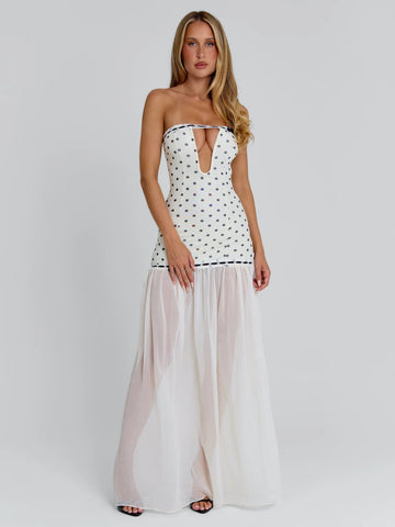GIANA MAXI DRESS CREAM POLKA DOT