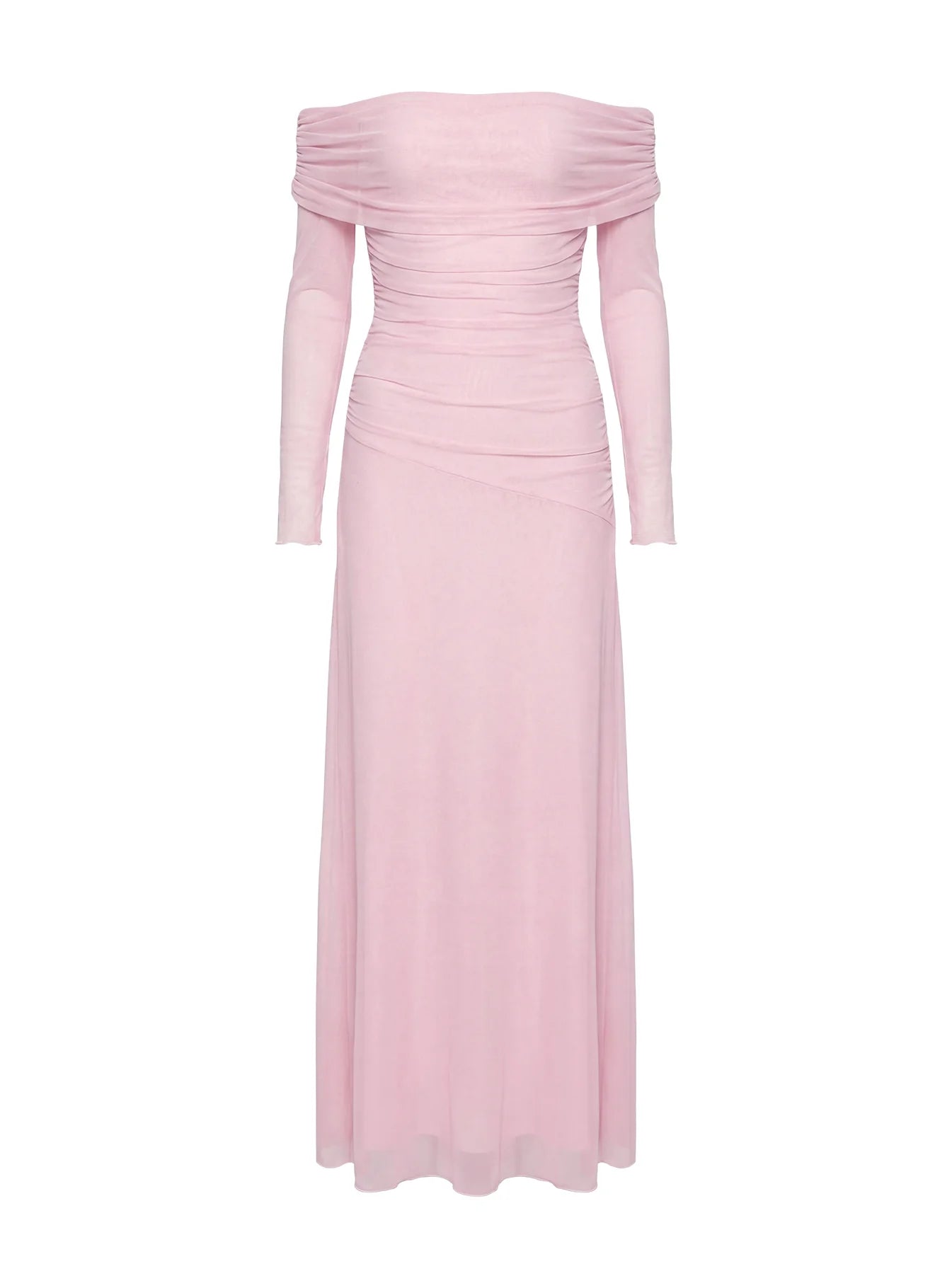 Emorissa Off Shoulder Long Sleeve Maxi Dress Soft Pink