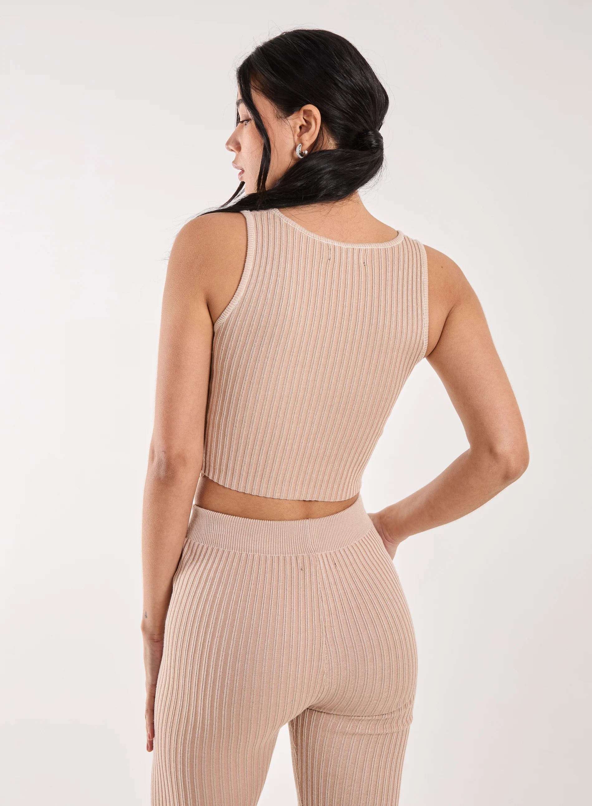 Two Tone Rib Corset Detail Top