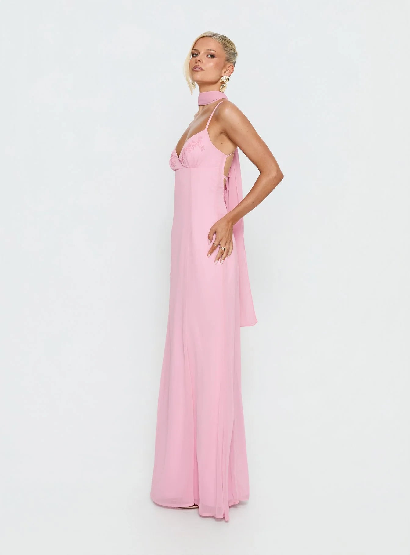 Jadira Scarf Maxi Dress Light Pink