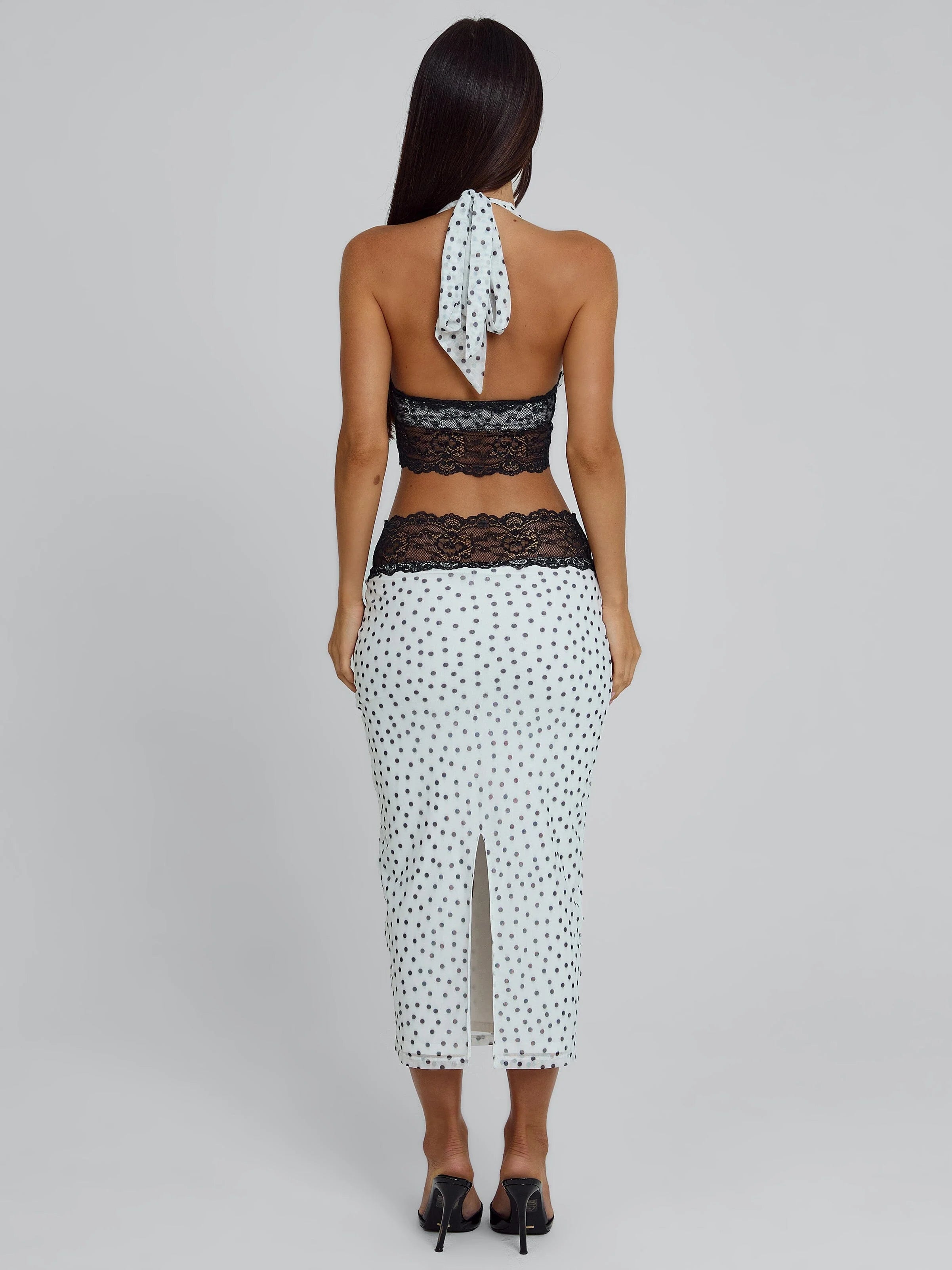 JAZARA MIDI SKIRT BLACK POLKA DOT