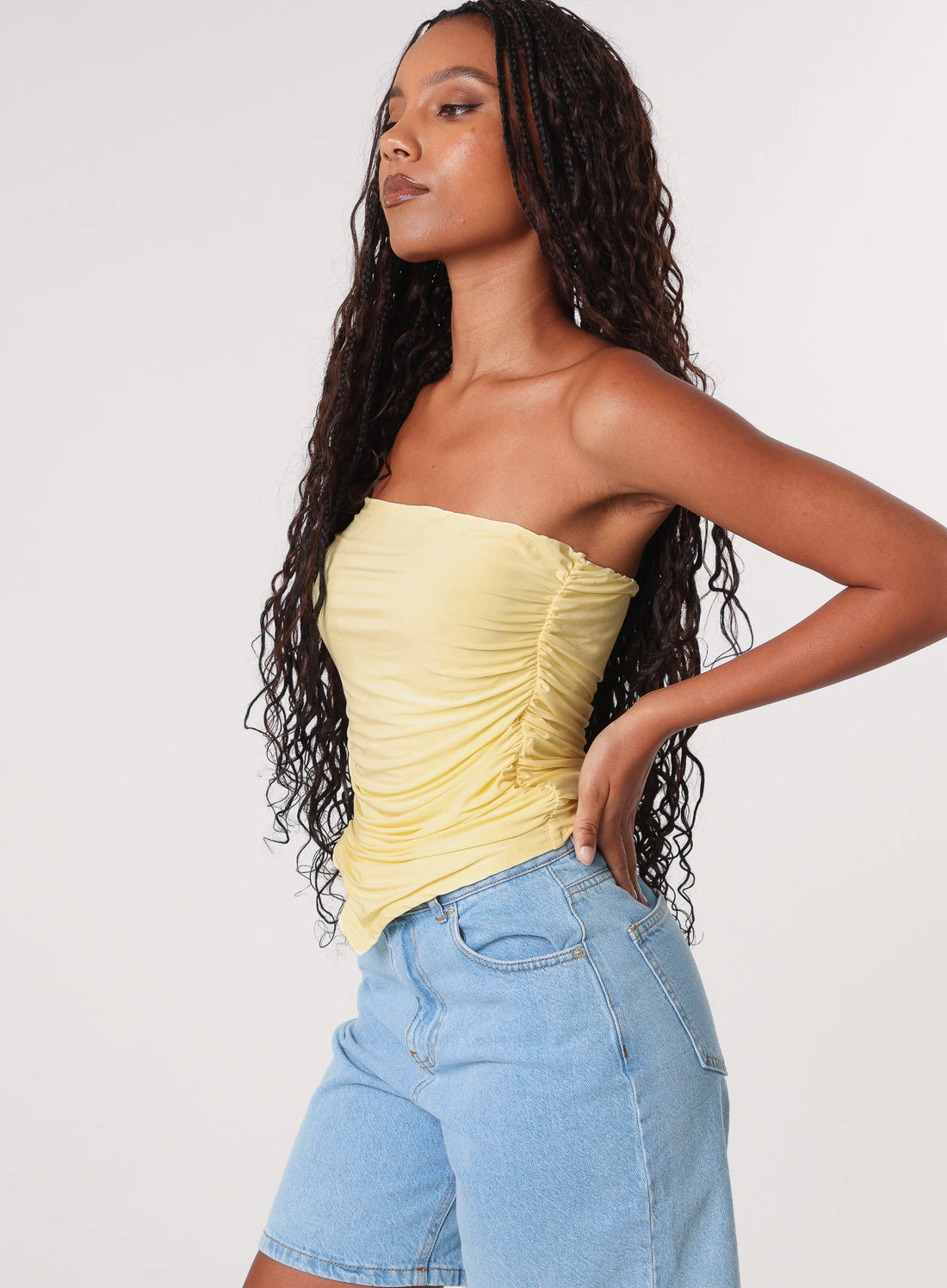 Ruched Slinky Bandeau Top