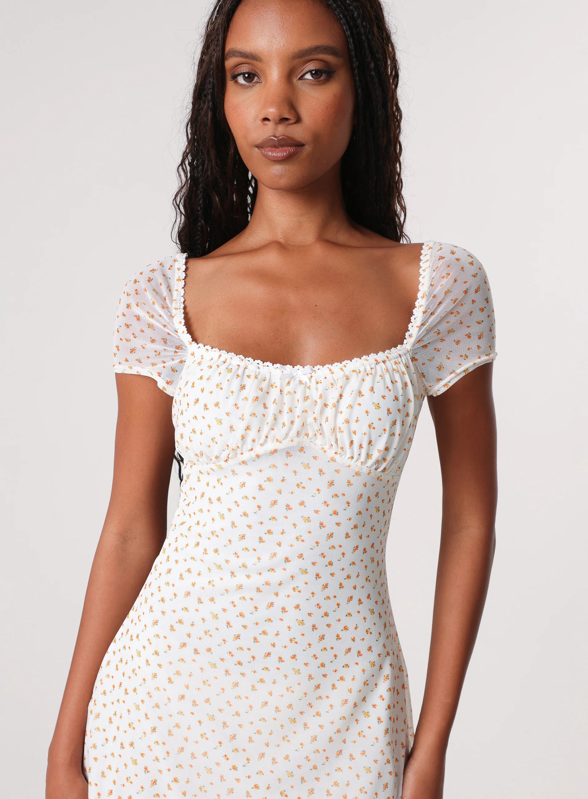 Cap Sleeve Ditsy Mini Dress