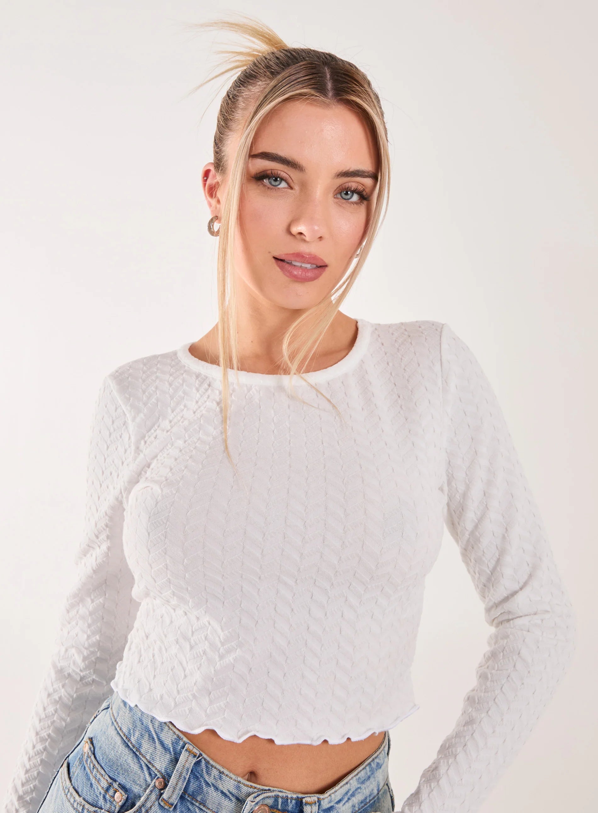 Zig Zag Jersey Long Sleeve Top