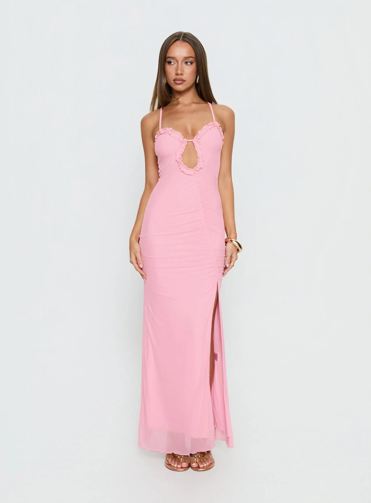 Soulina Ruched Maxi Dress Pink