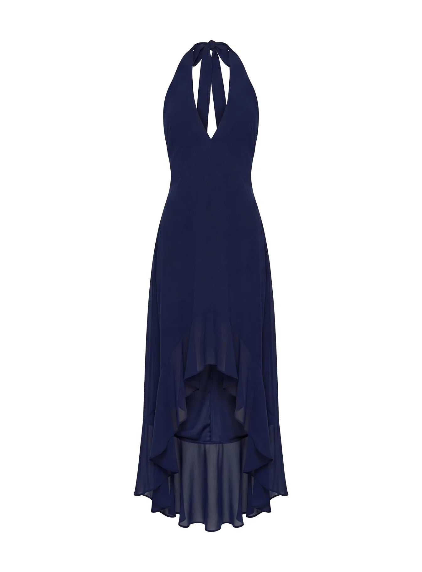 Agata Halter Frill Maxi Dress Navy