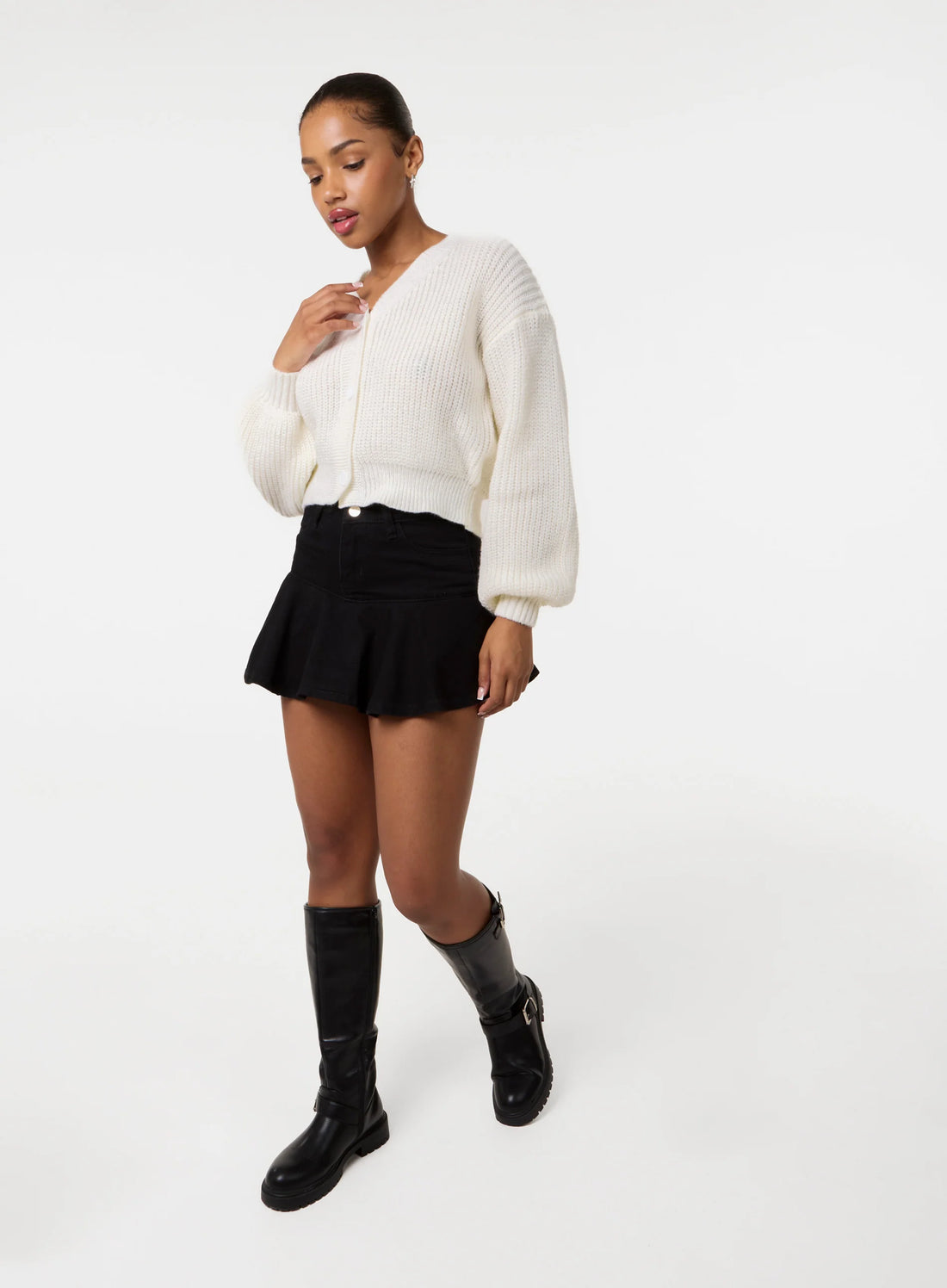 Cropped Button Cardigan