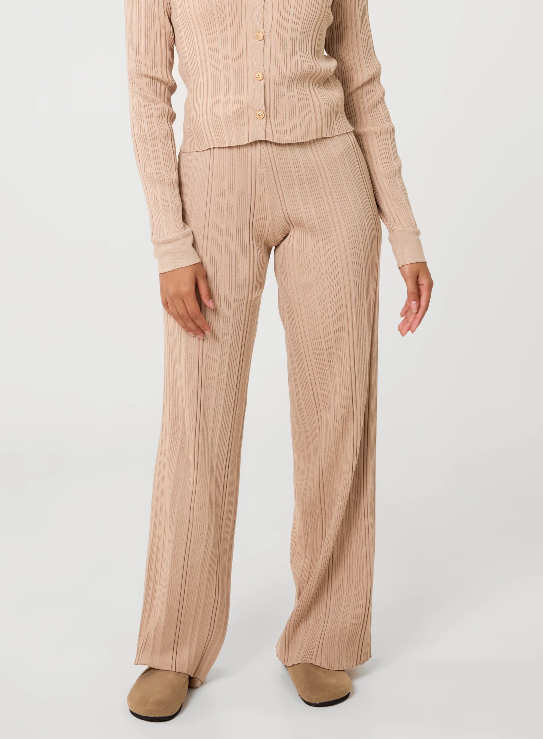 Textured Shirt And Wide Leg Trouser Set
