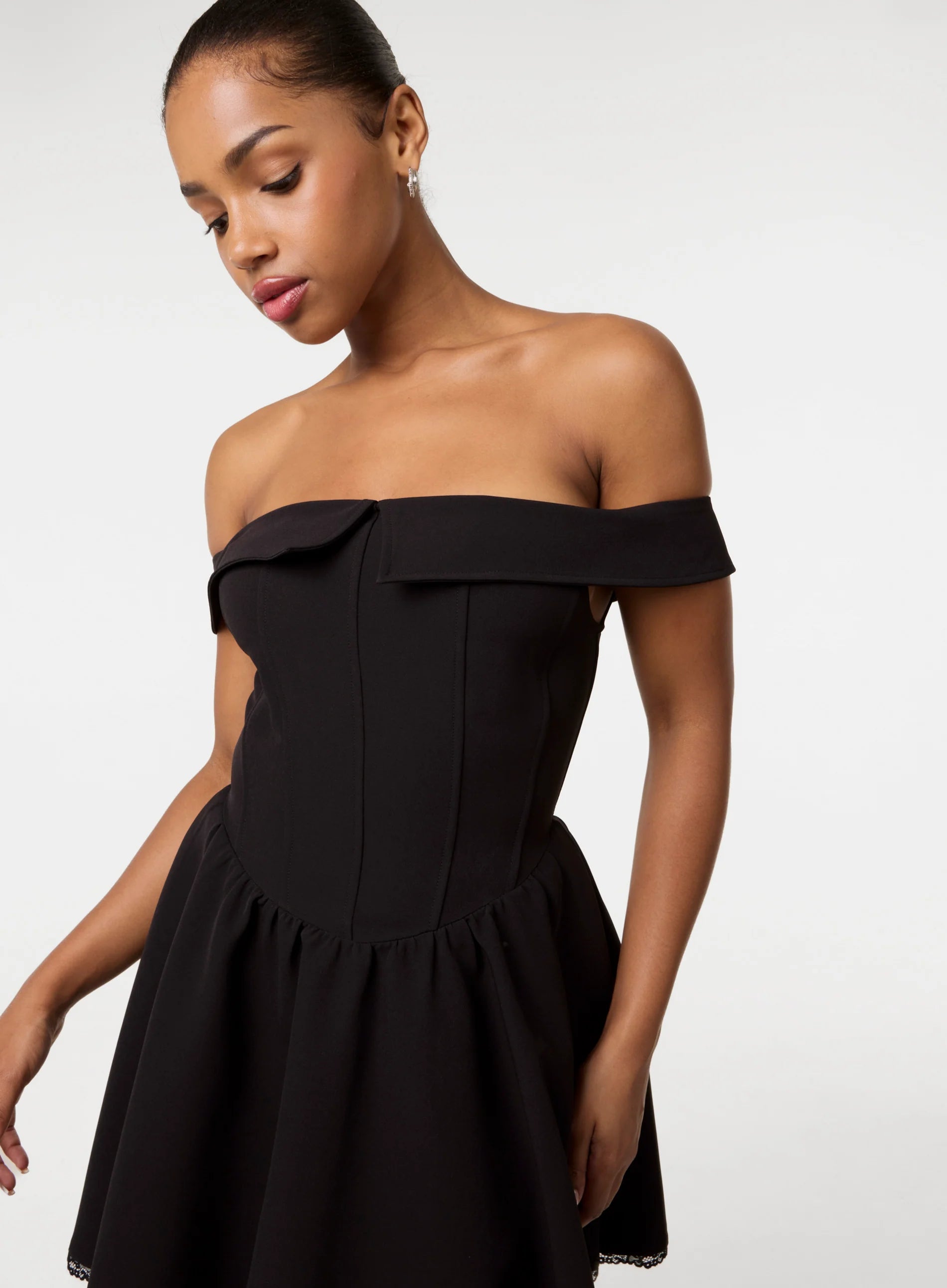 Off The Shoulder Mini Dress With Boning