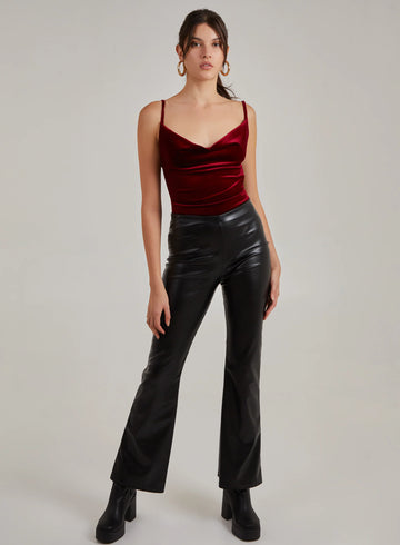 Flare Leather Look Trousers