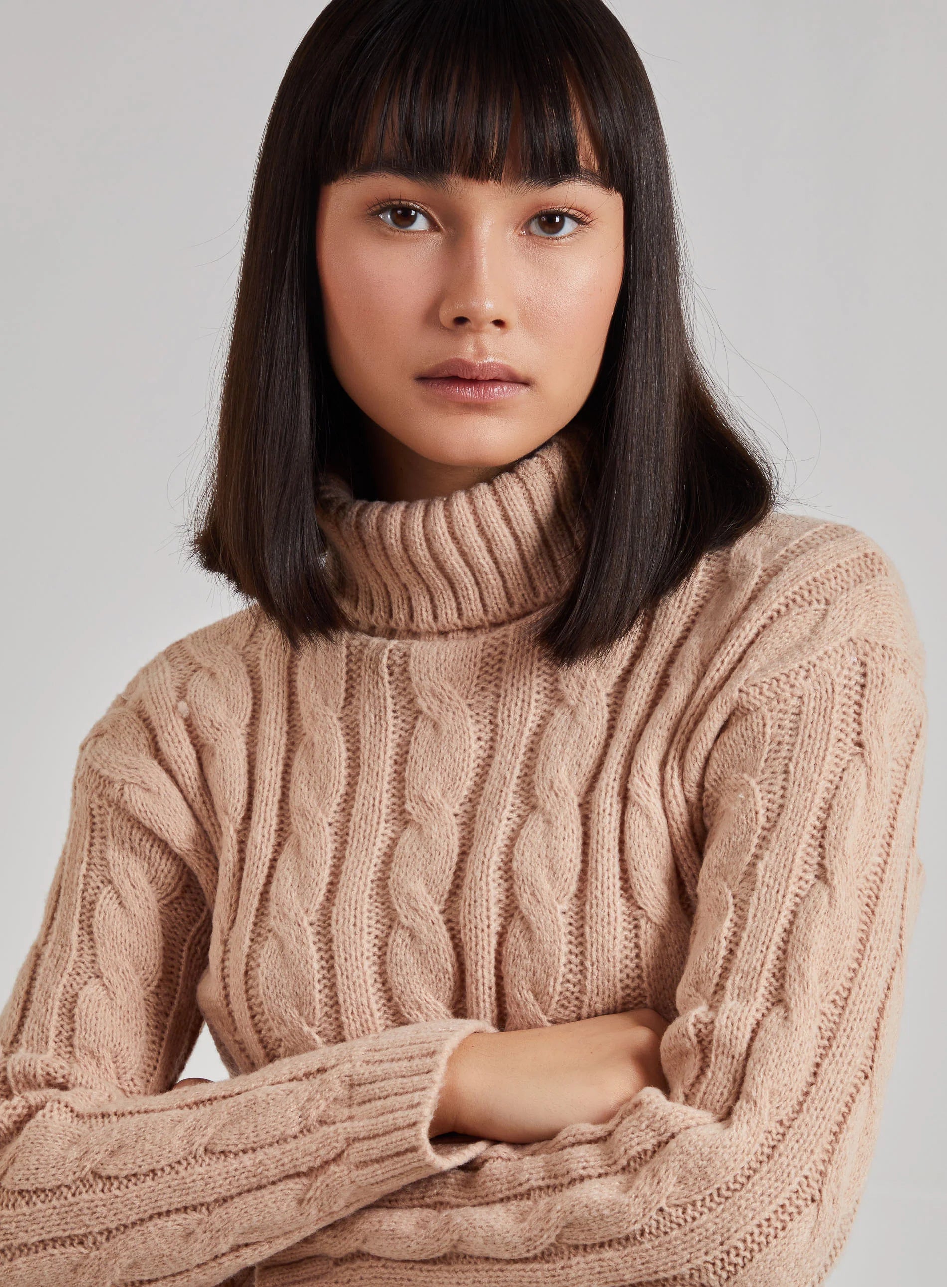 Cropped Cable Knit Jumper
