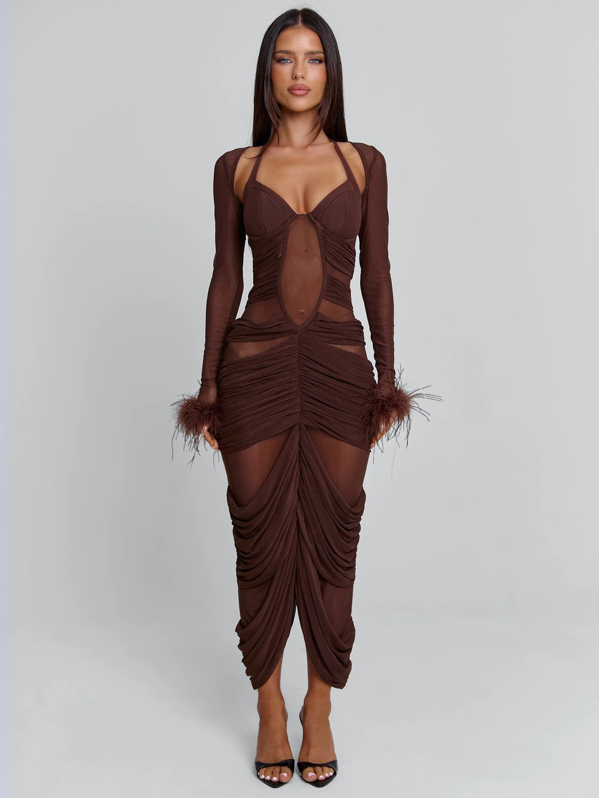 CHERREY MAXI DRESS CHOCOLATE