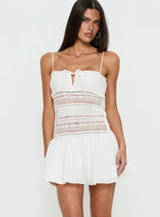Christobela Drop Waist Lace Mini Dress White