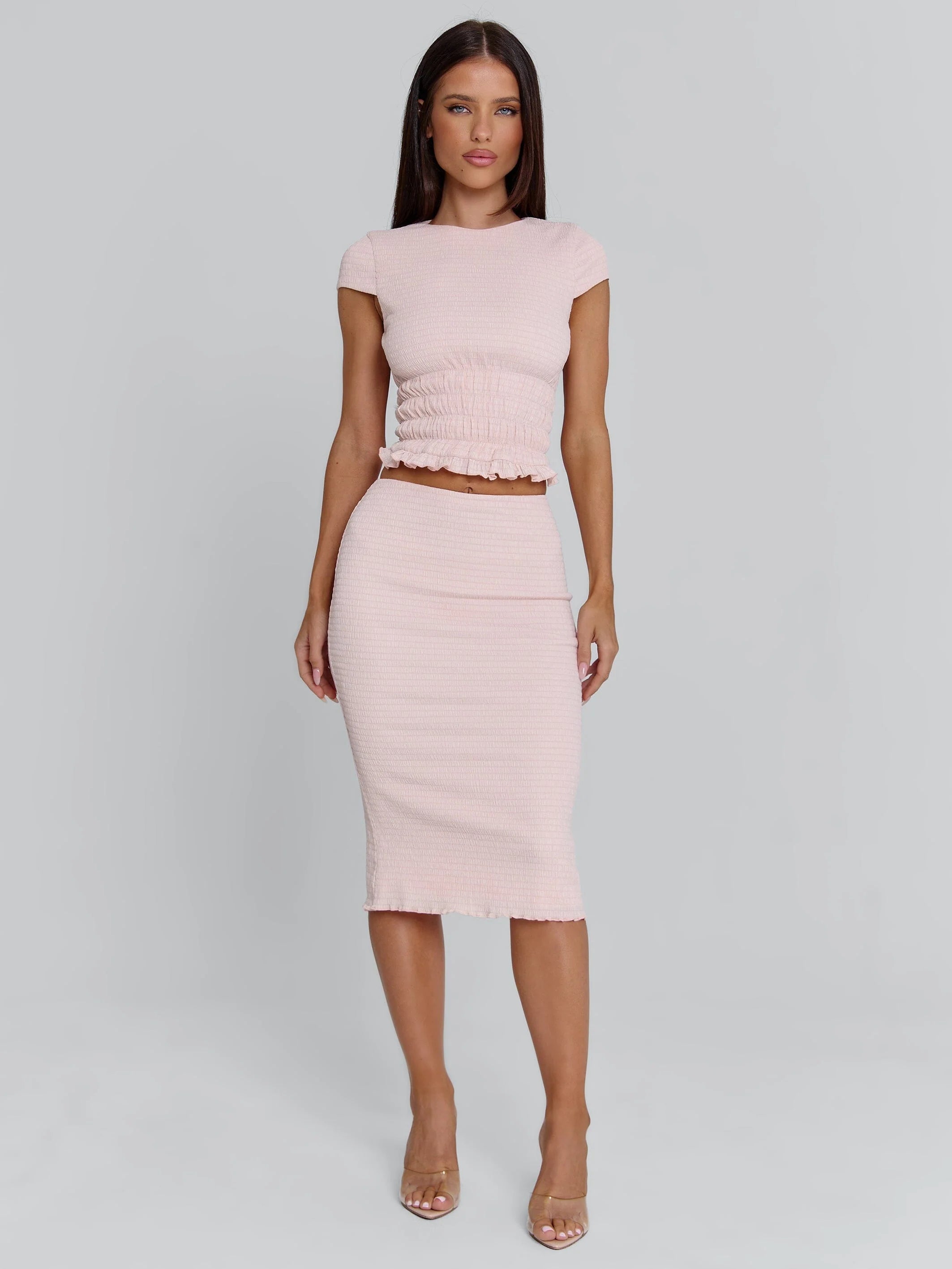 JUNIE MIDI SKIRT BABY PINK