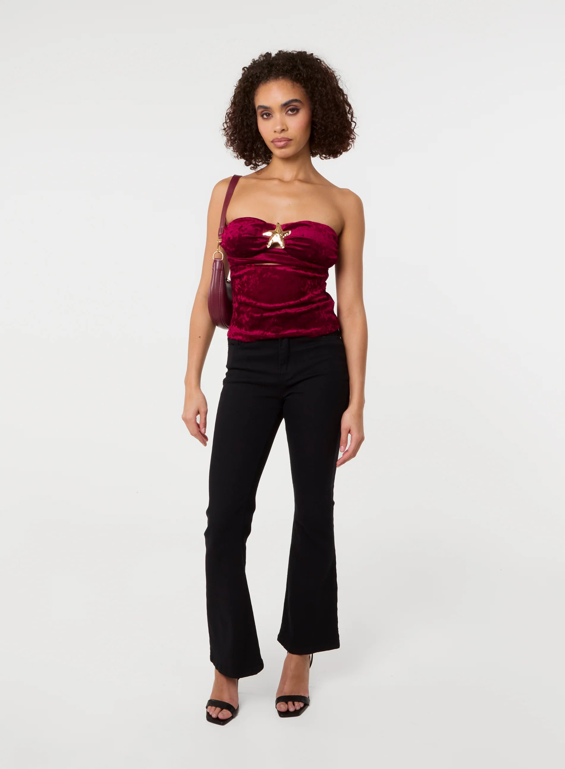 Soft Shimmer Velvet Texture Bra Cup Top