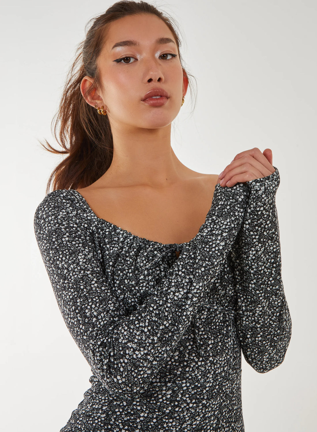 Long Sleeve Ditsy Floral Dress
