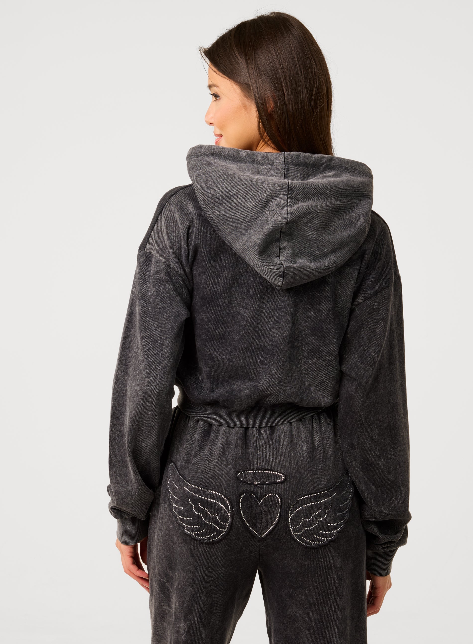 Halo Diamante Heart Zip Up Hoodie