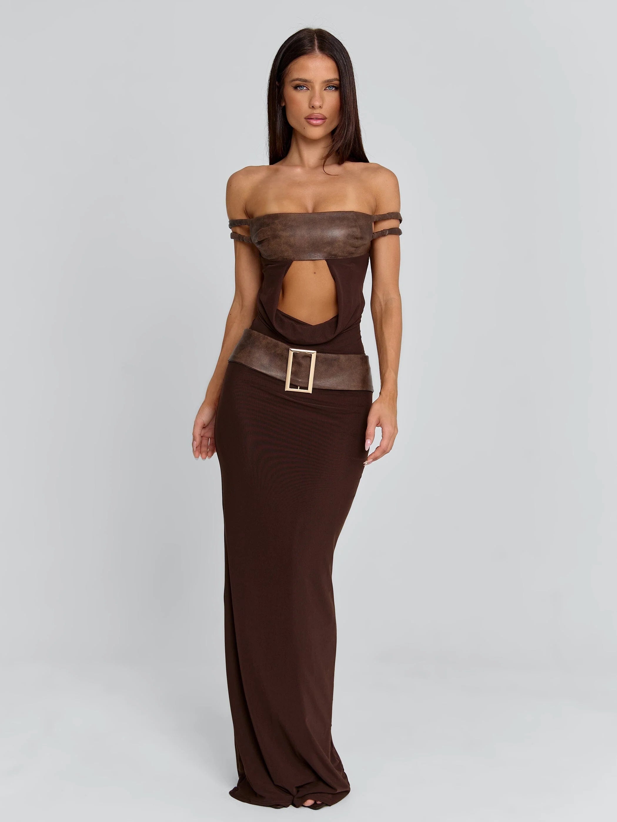 ROZIA MAXI DRESS BROWN