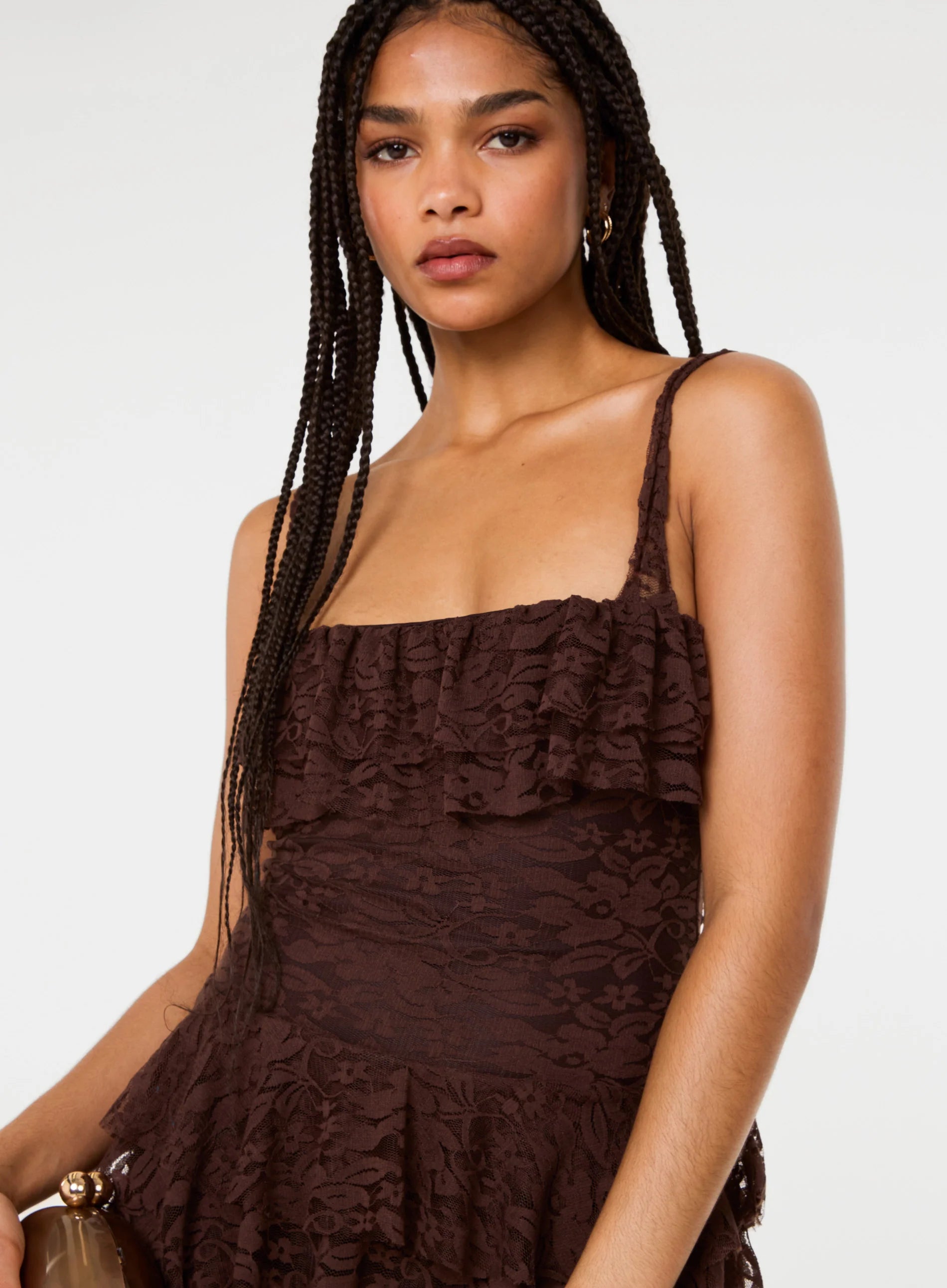 Frill Front Lace Square Neck Playsuit