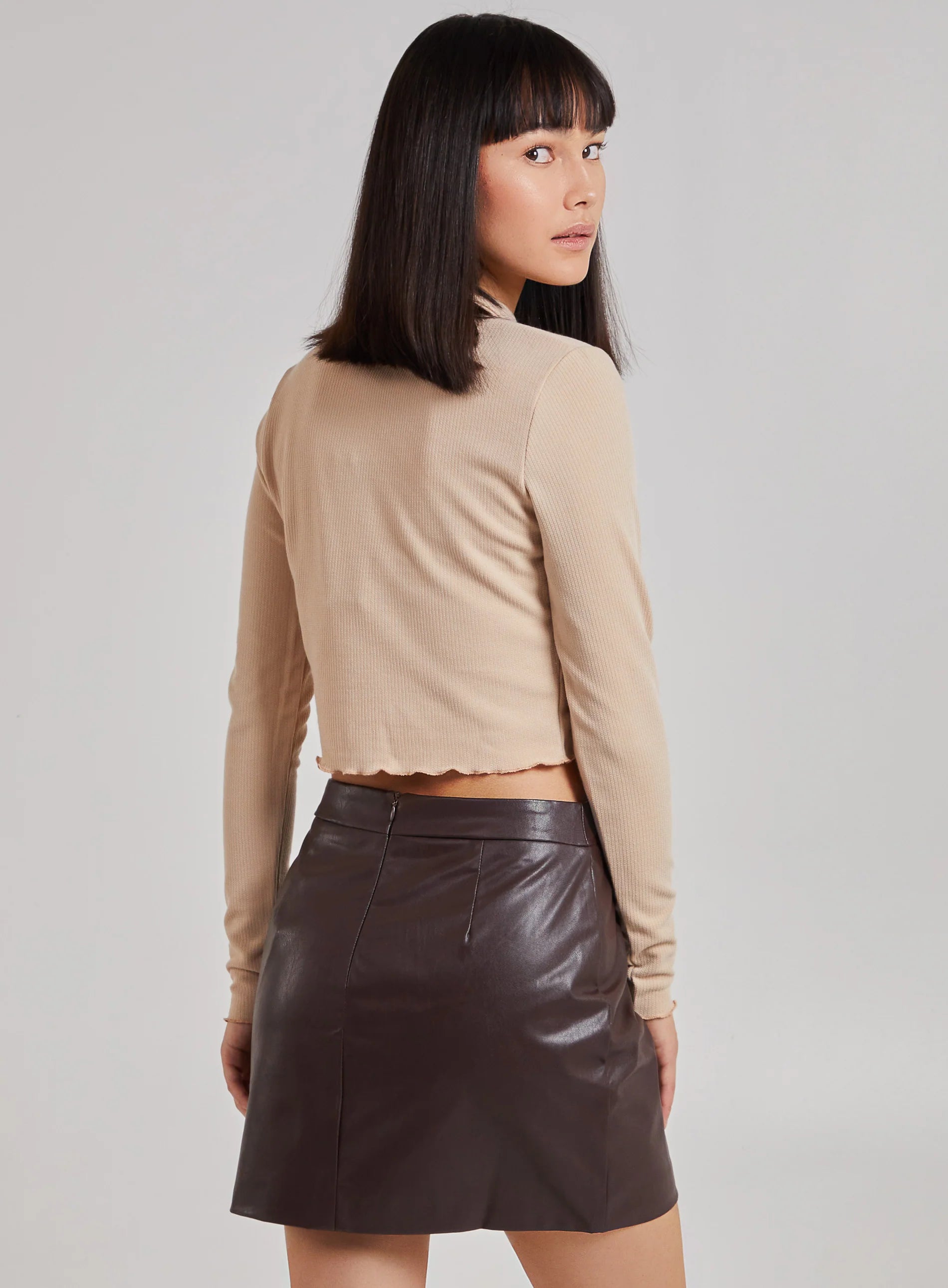 Button Up Ribbed Crop Top