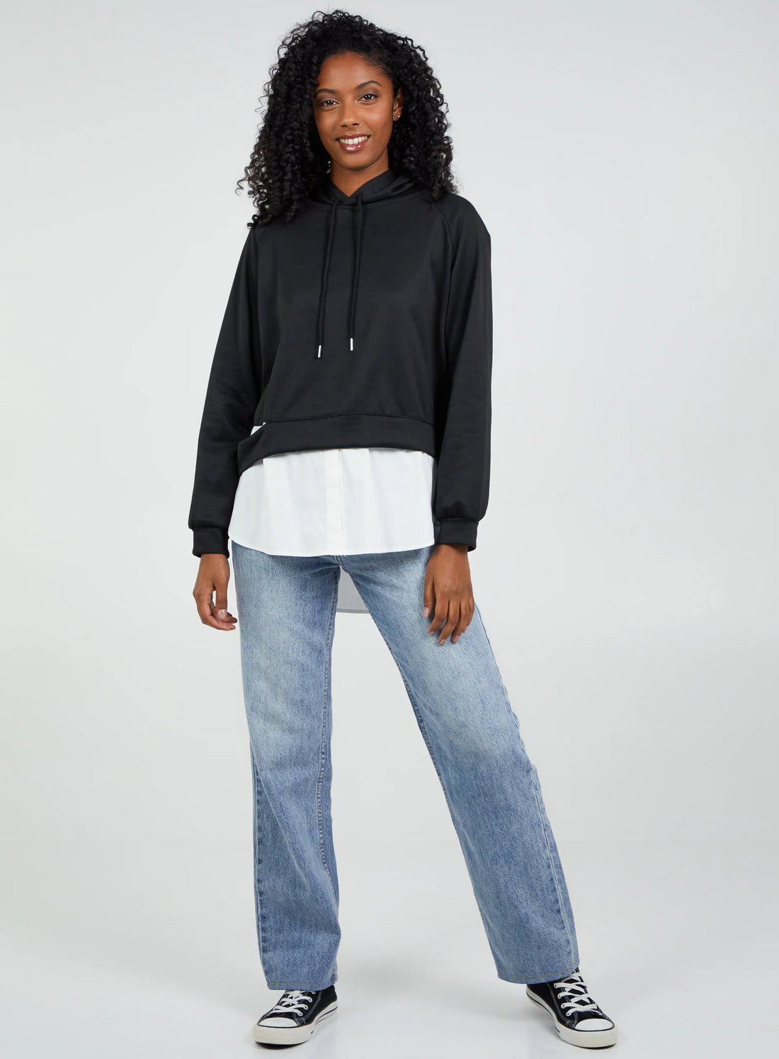 Shirt Hem Crop Hoodie
