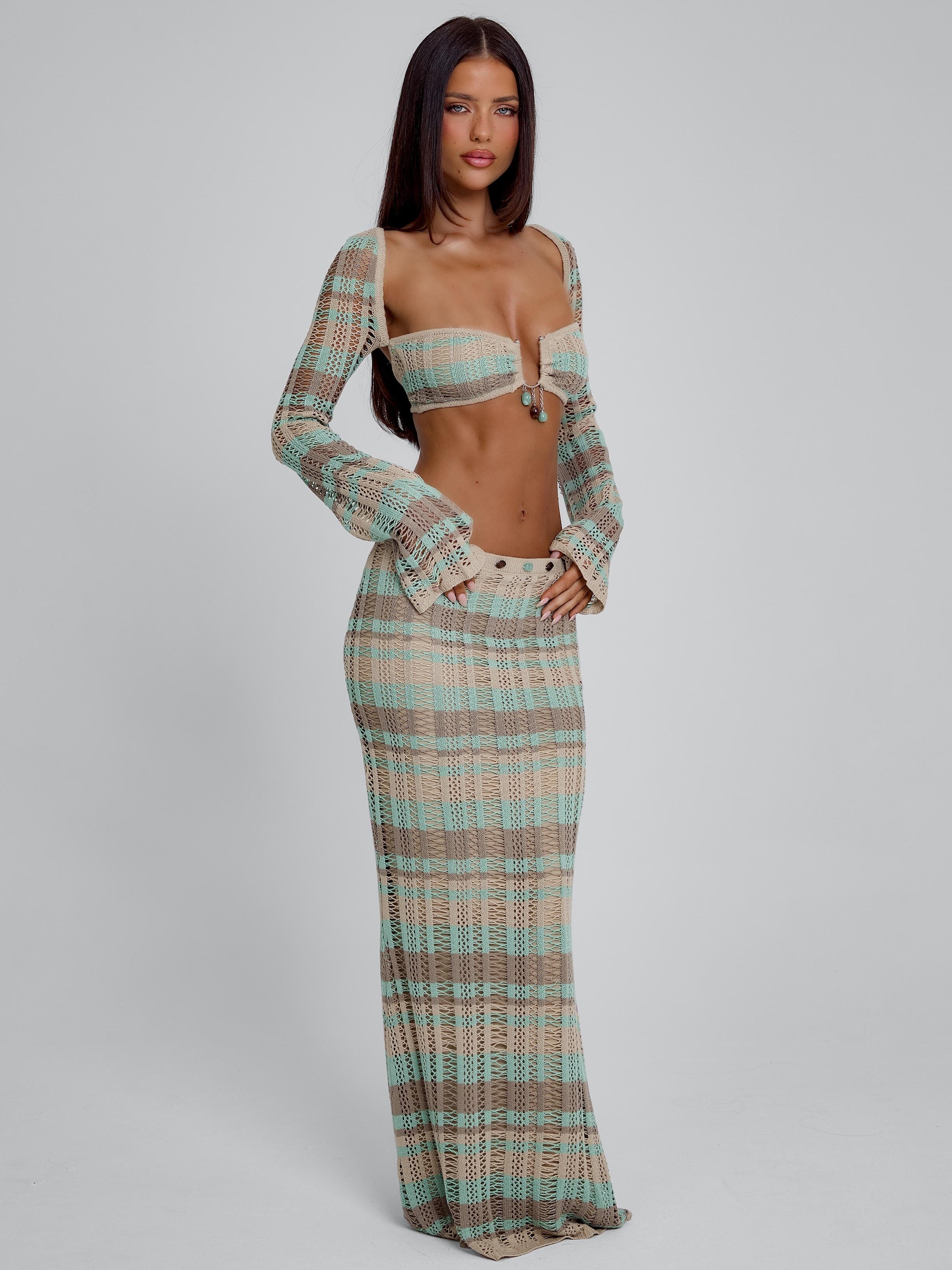 DUNE MAXI SKIRT GREEN STRIPE