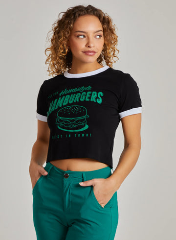 Burger Slogan Cropped T-Shirt