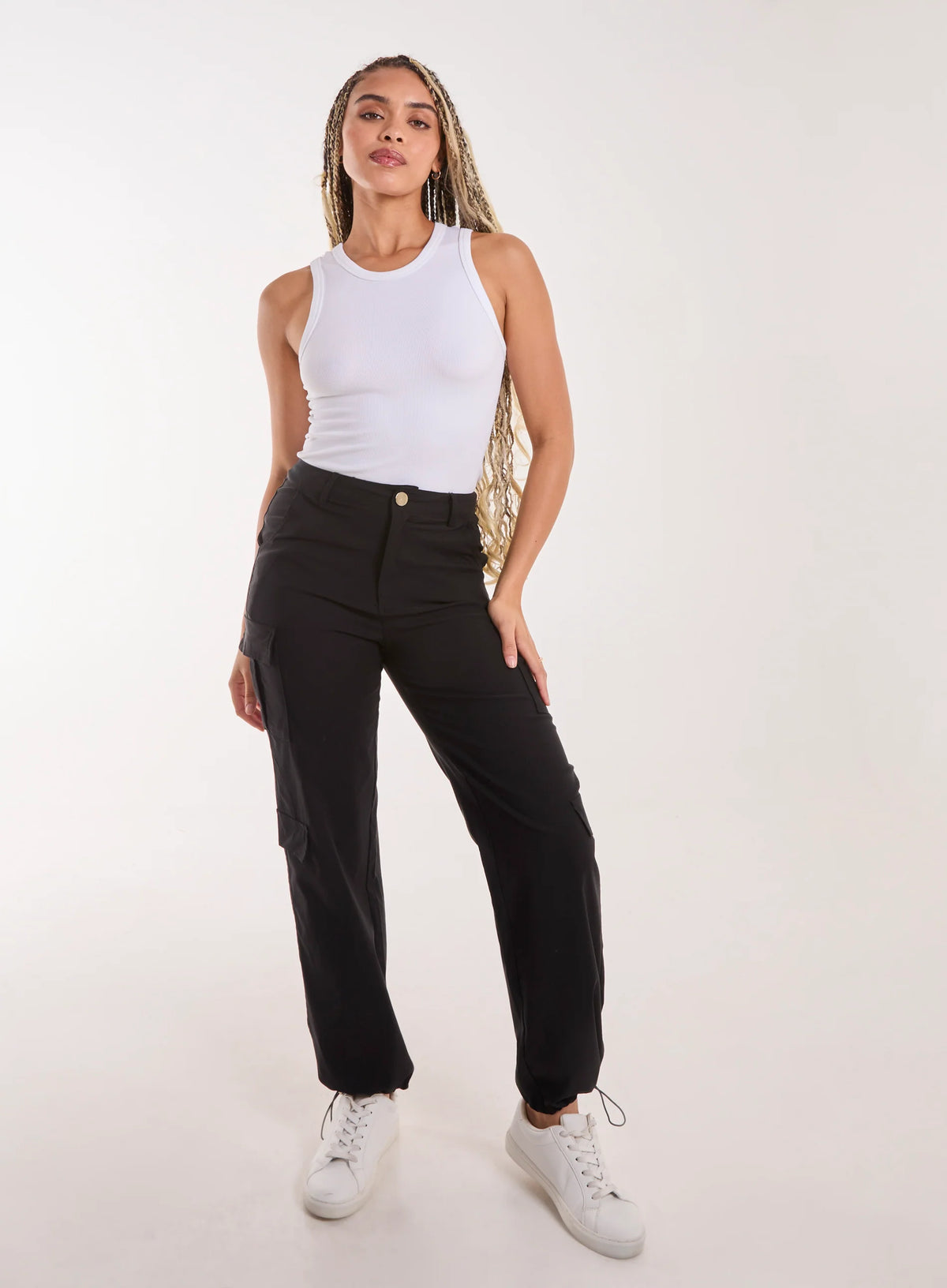 Pocket Detail Wide Leg Cargo Pants