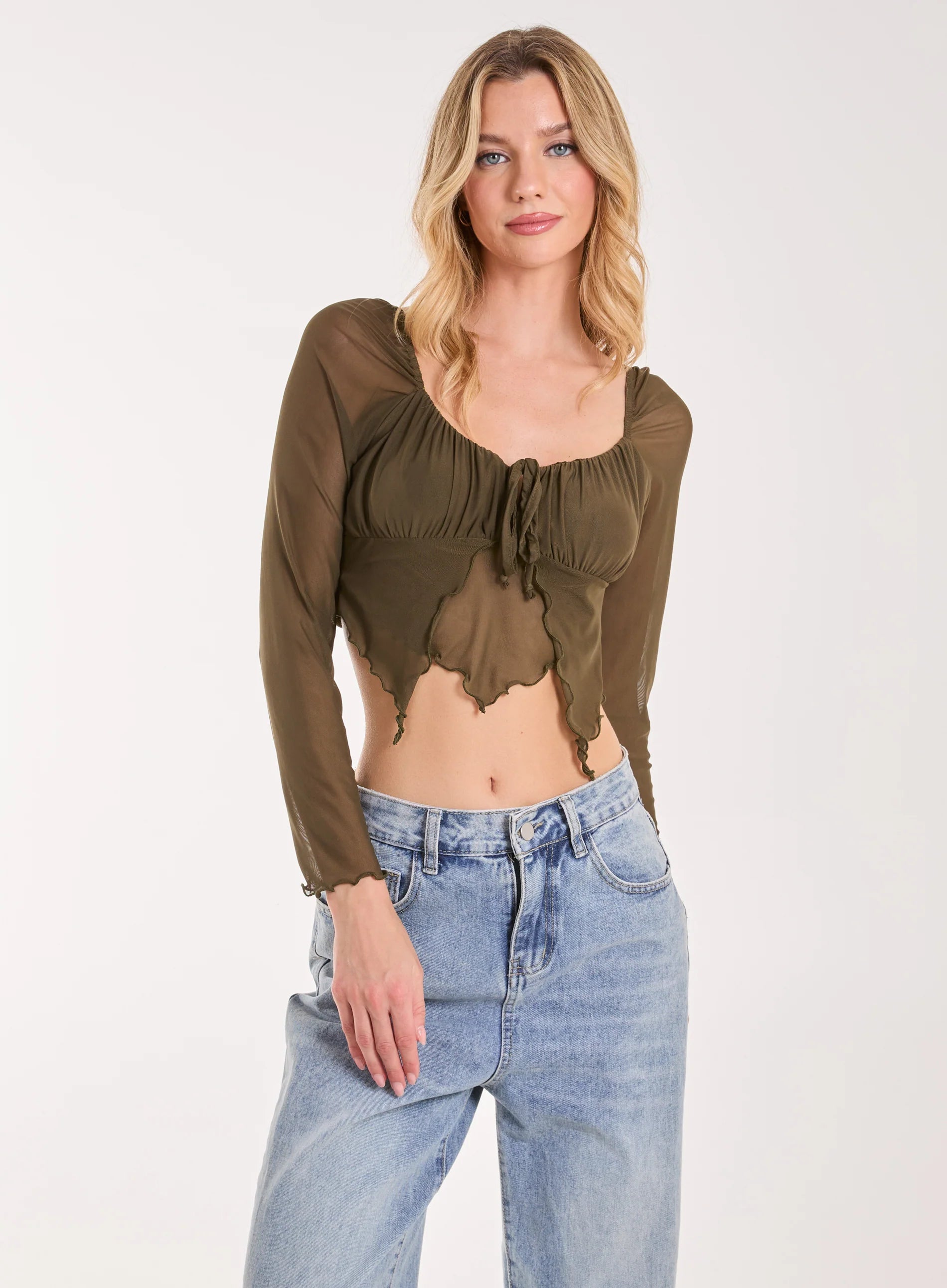 Butterfly Long Sleeve Mesh Top