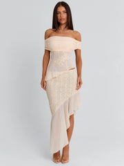 VICTOREA MIDI SKIRT CREAM