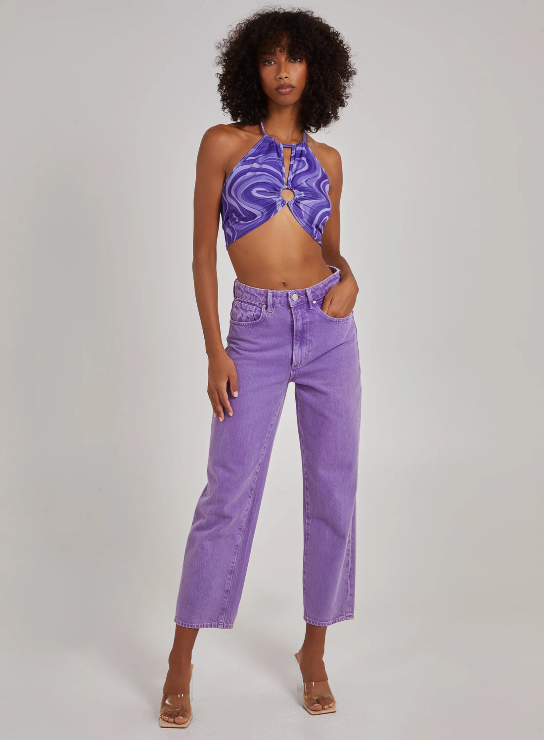 Swirl Print Halterneck Top