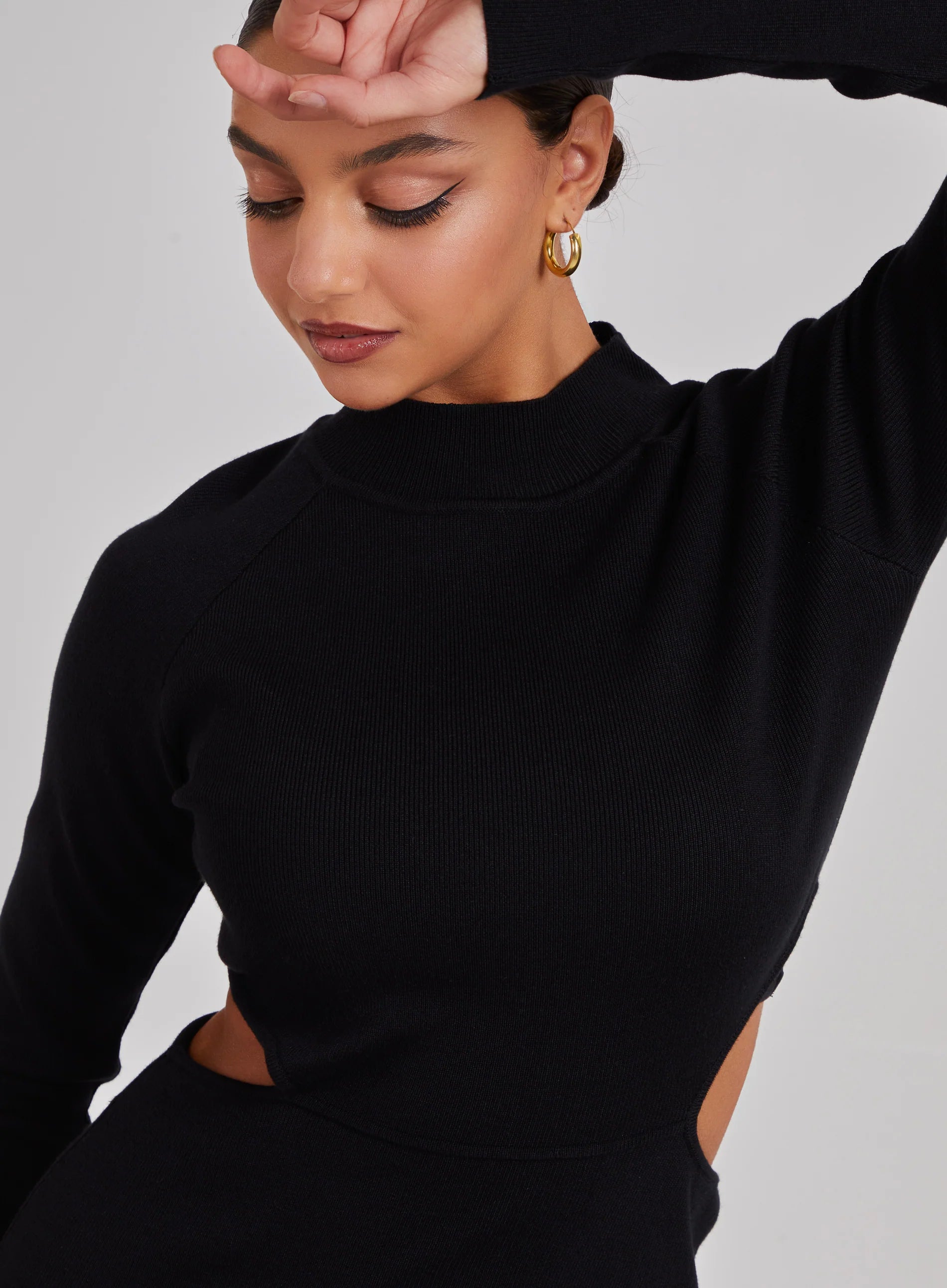 Side Cut Out High Neck Dress