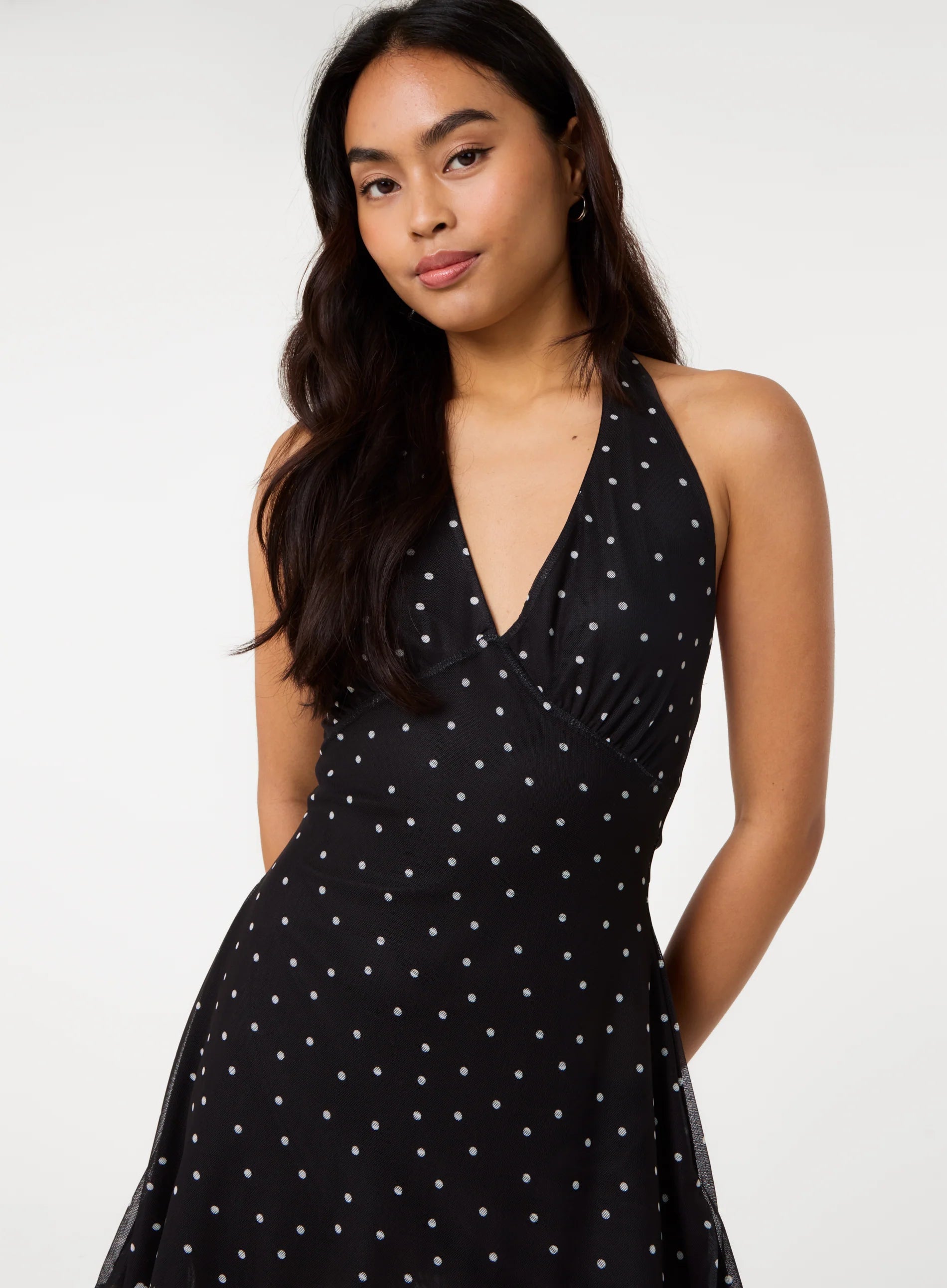 Halter Mini Dress In Polka Dot